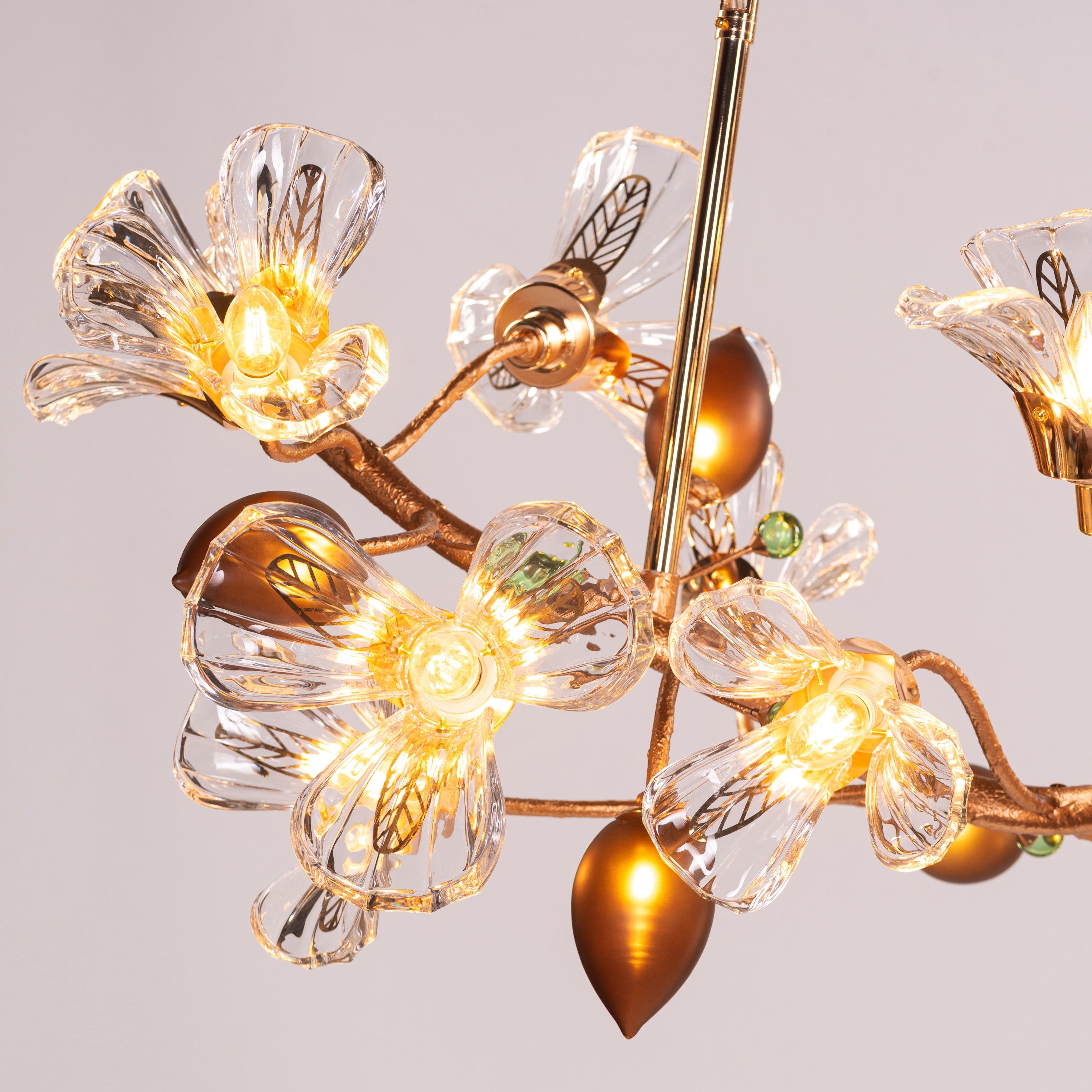 Harubana Splash (Large, Rose Gold, Clear & Amber) Textured Glass Chandelier