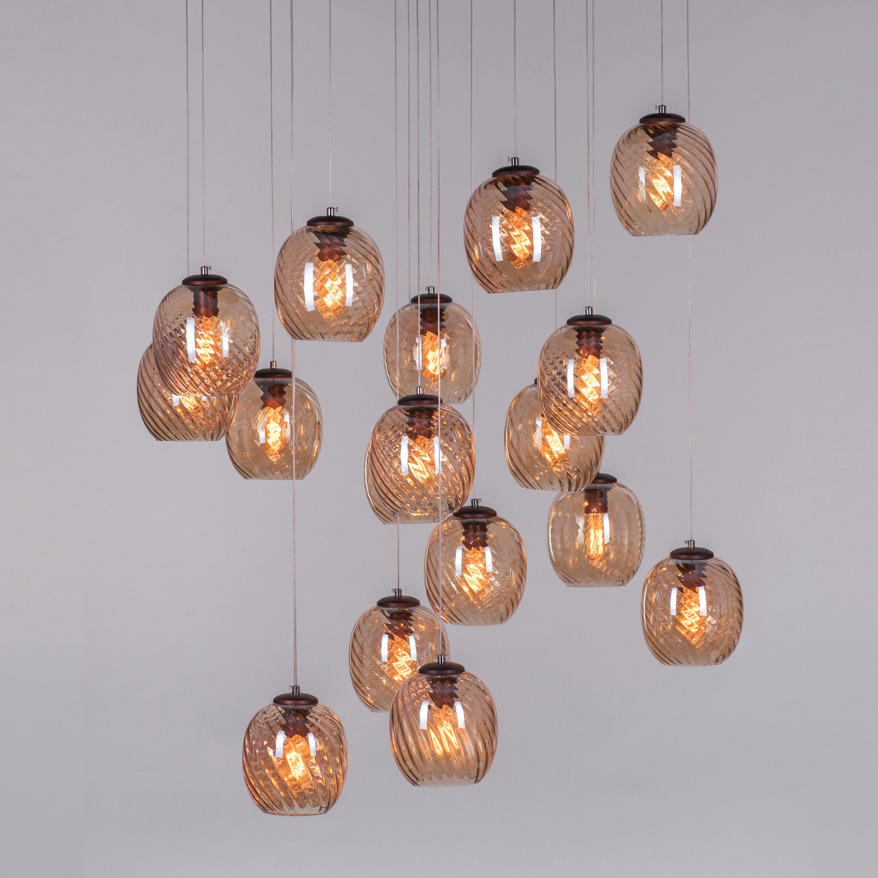 Thousand Stars (Large, Amber) Cut Glass Double Height Chandelier