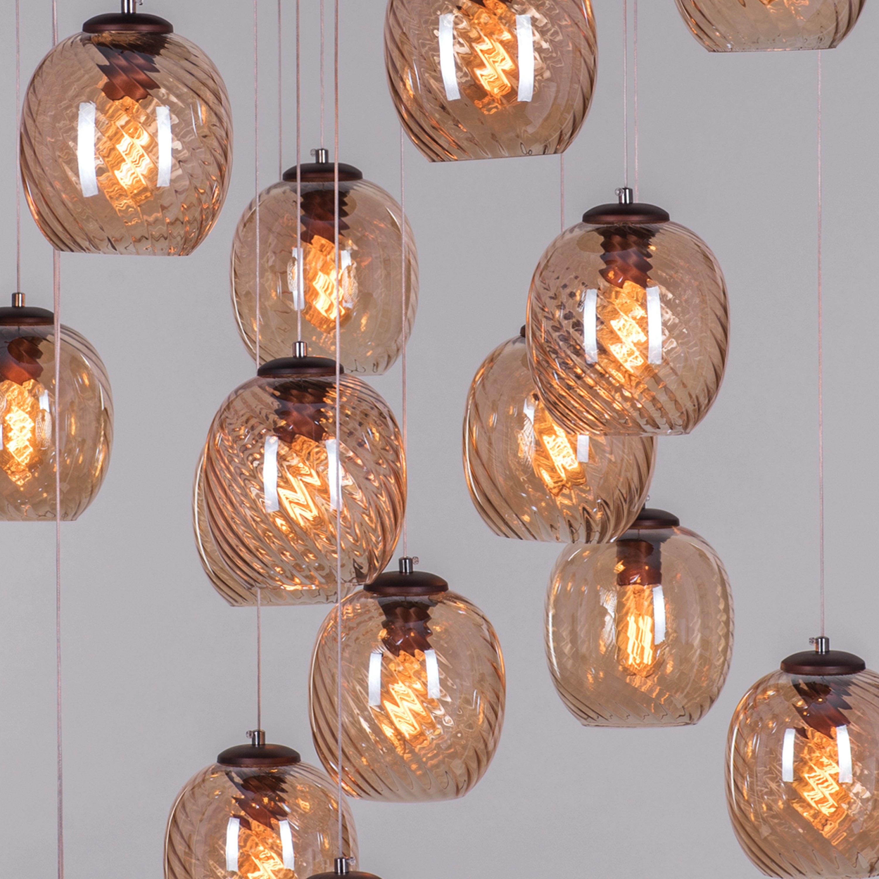 Thousand Stars (Large, Amber) Cut Glass Double Height Chandelier