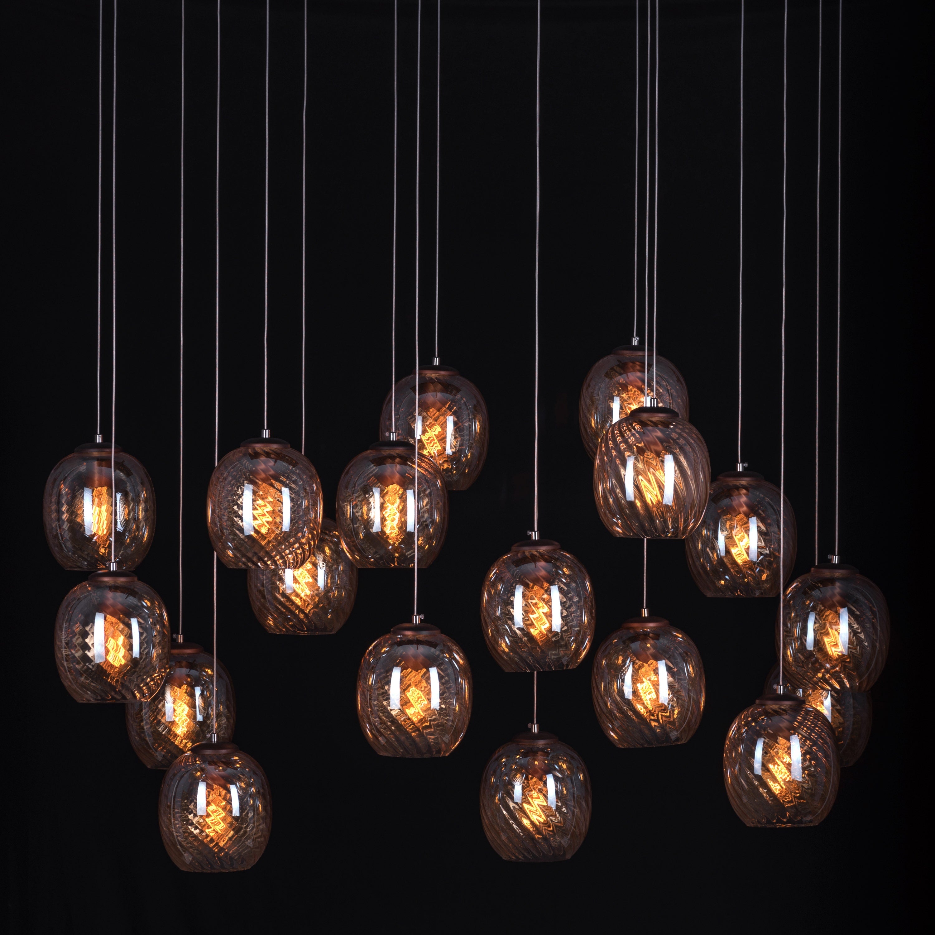 Thousand Stars (Large, Amber) Cut Glass Double Height Chandelier