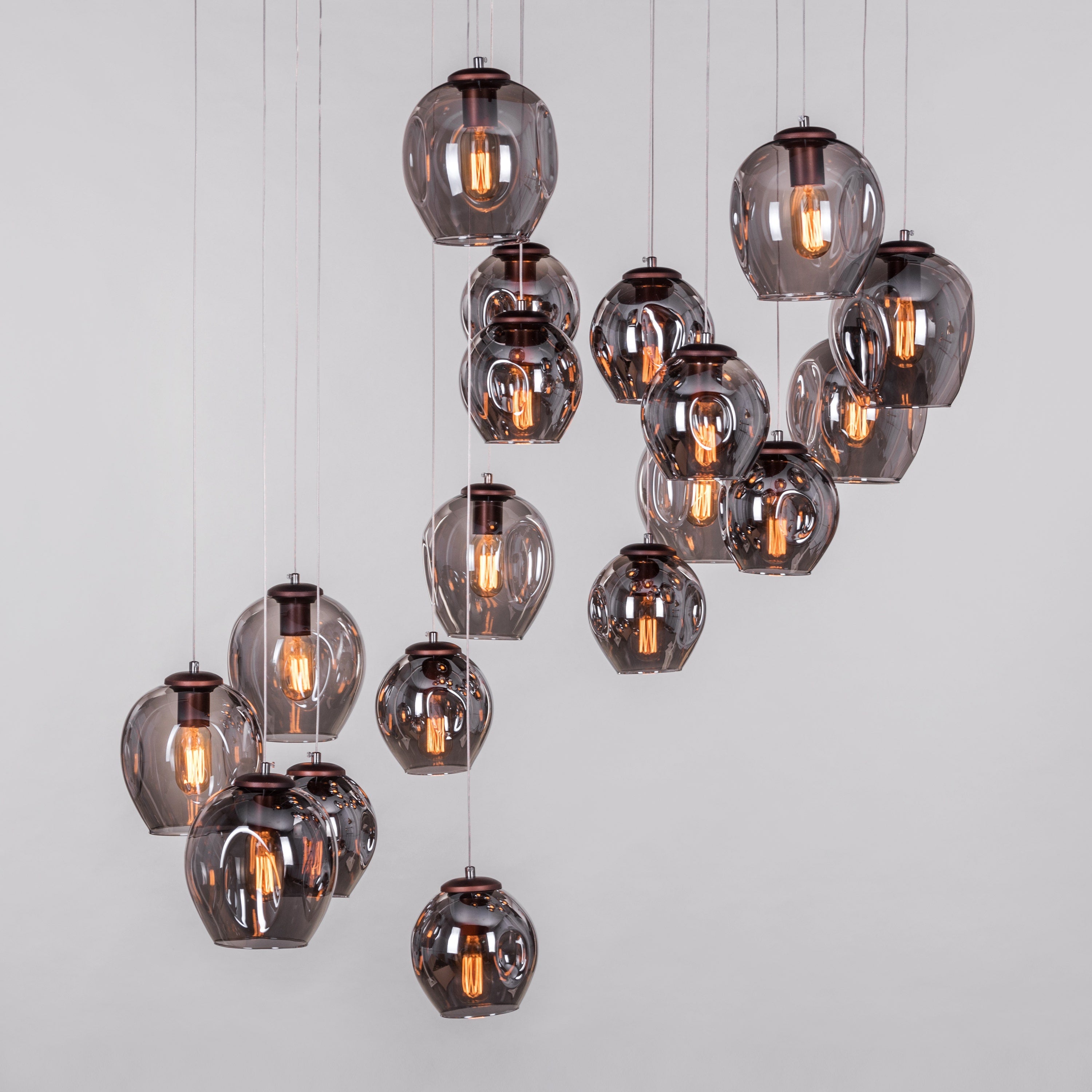 Thousand Stars (Large, Smokey Grey) Clear Glass Double Height Chandelier