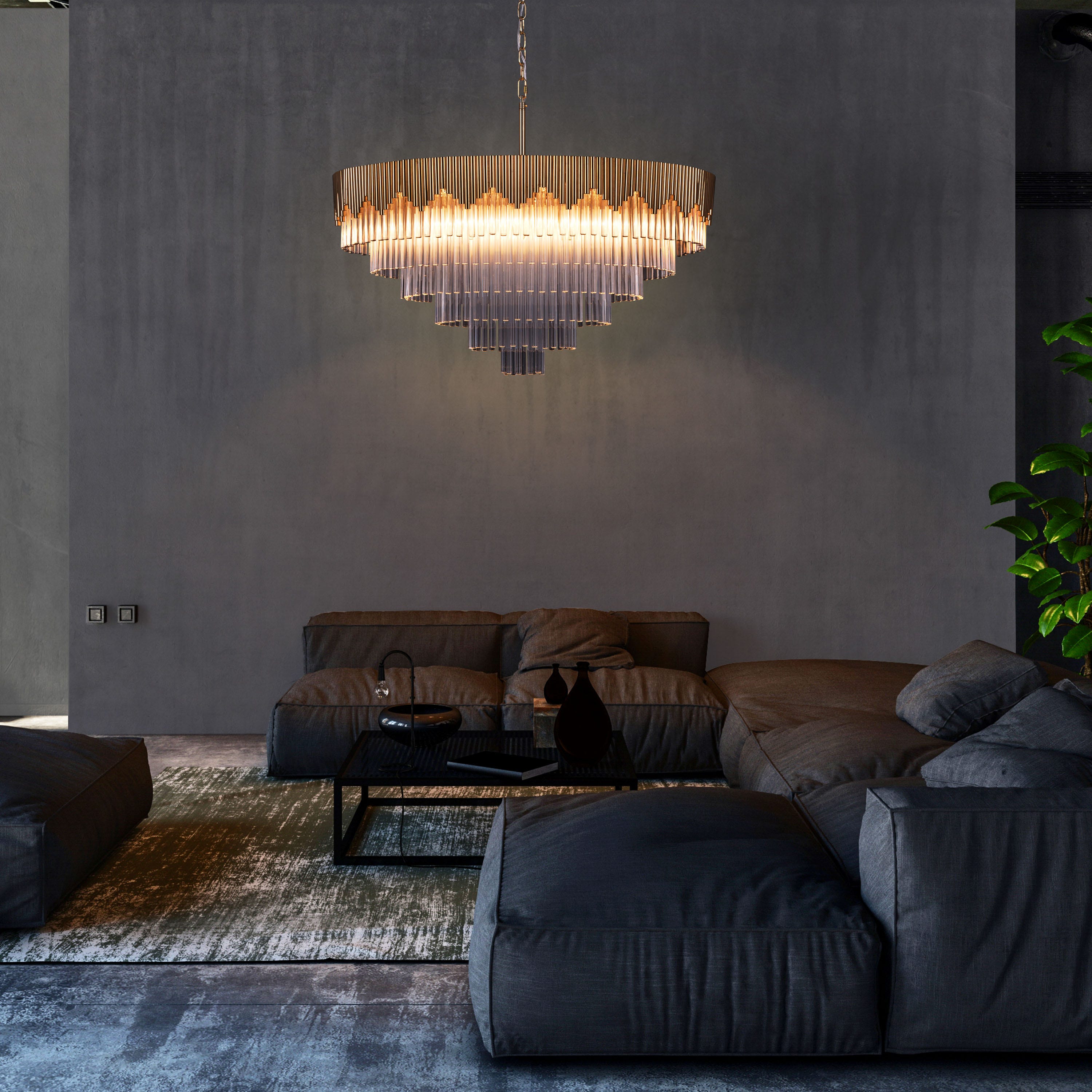 Diamonds Are Forever (Large, Matte Gold) Crystal Chandelier