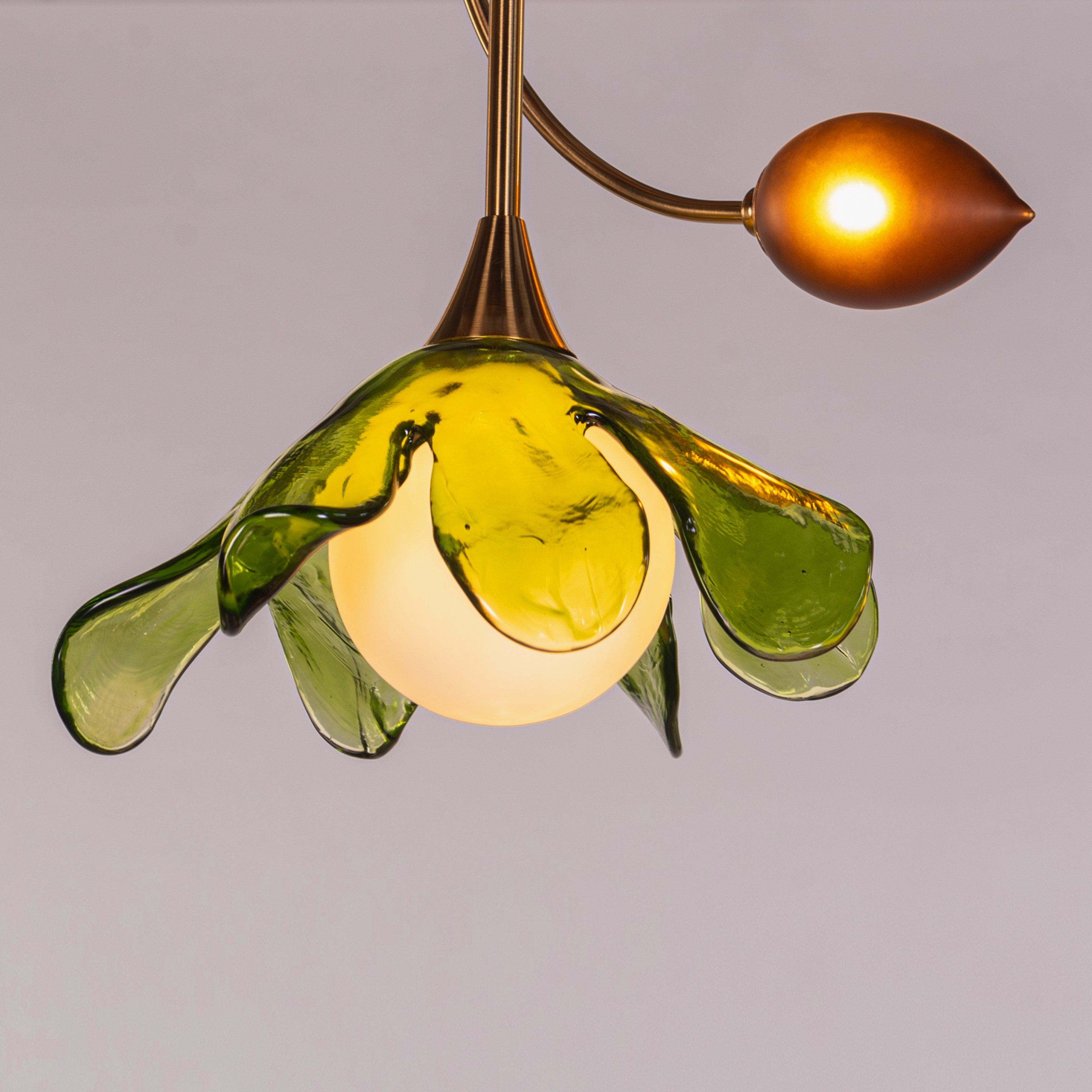 Midori Bloom (Gold, Green & Amber) Tinted Glass Pendant Light