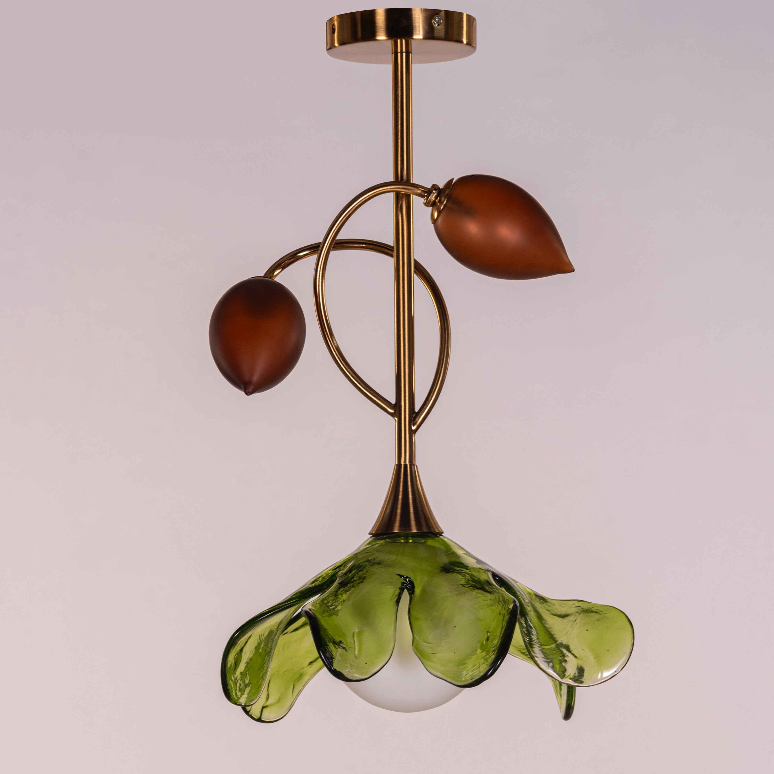 Midori Blossom (Gold, Green & Amber) Tinted Glass Pendant Light
