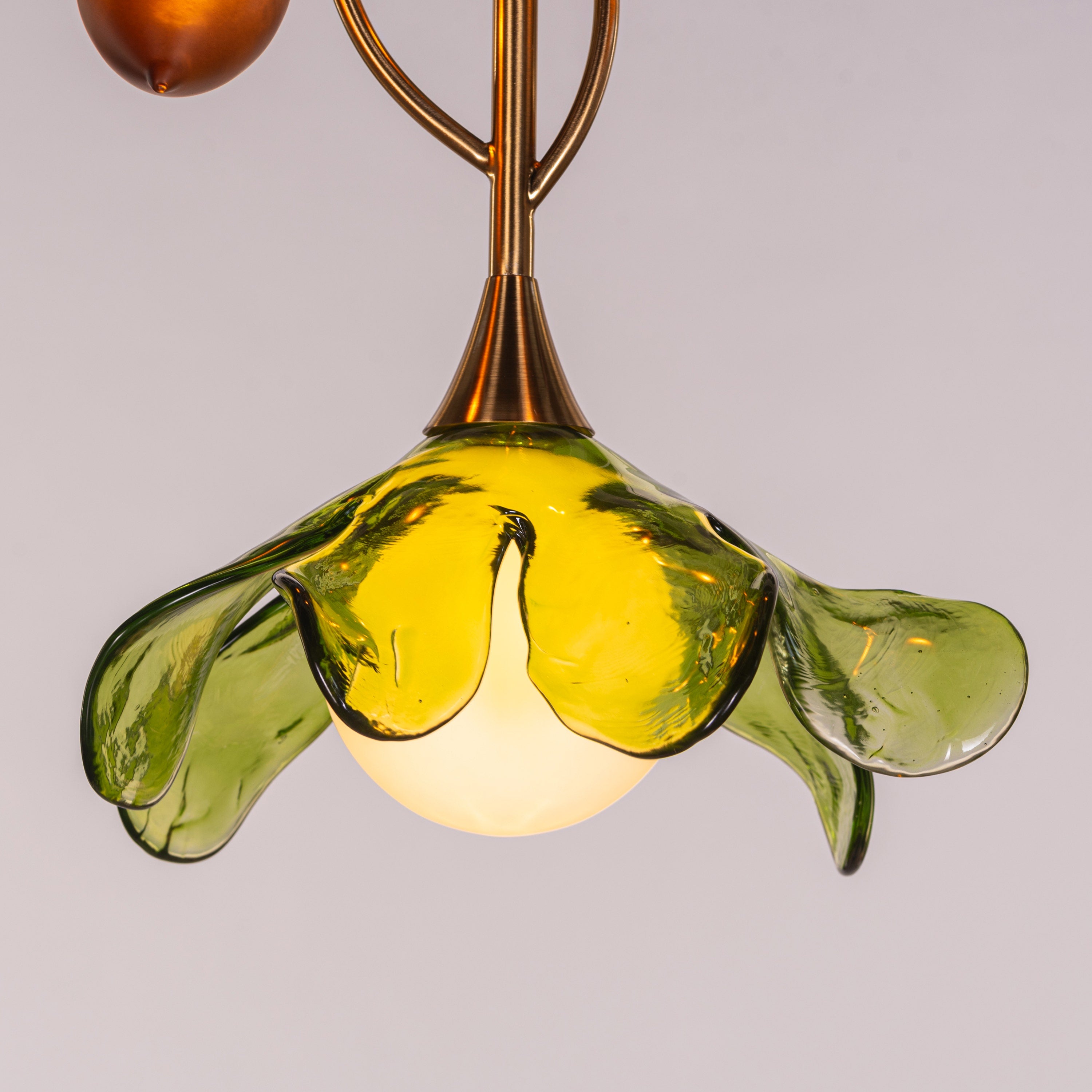 Midori Blossom (Gold, Green & Amber) Tinted Glass Pendant Light
