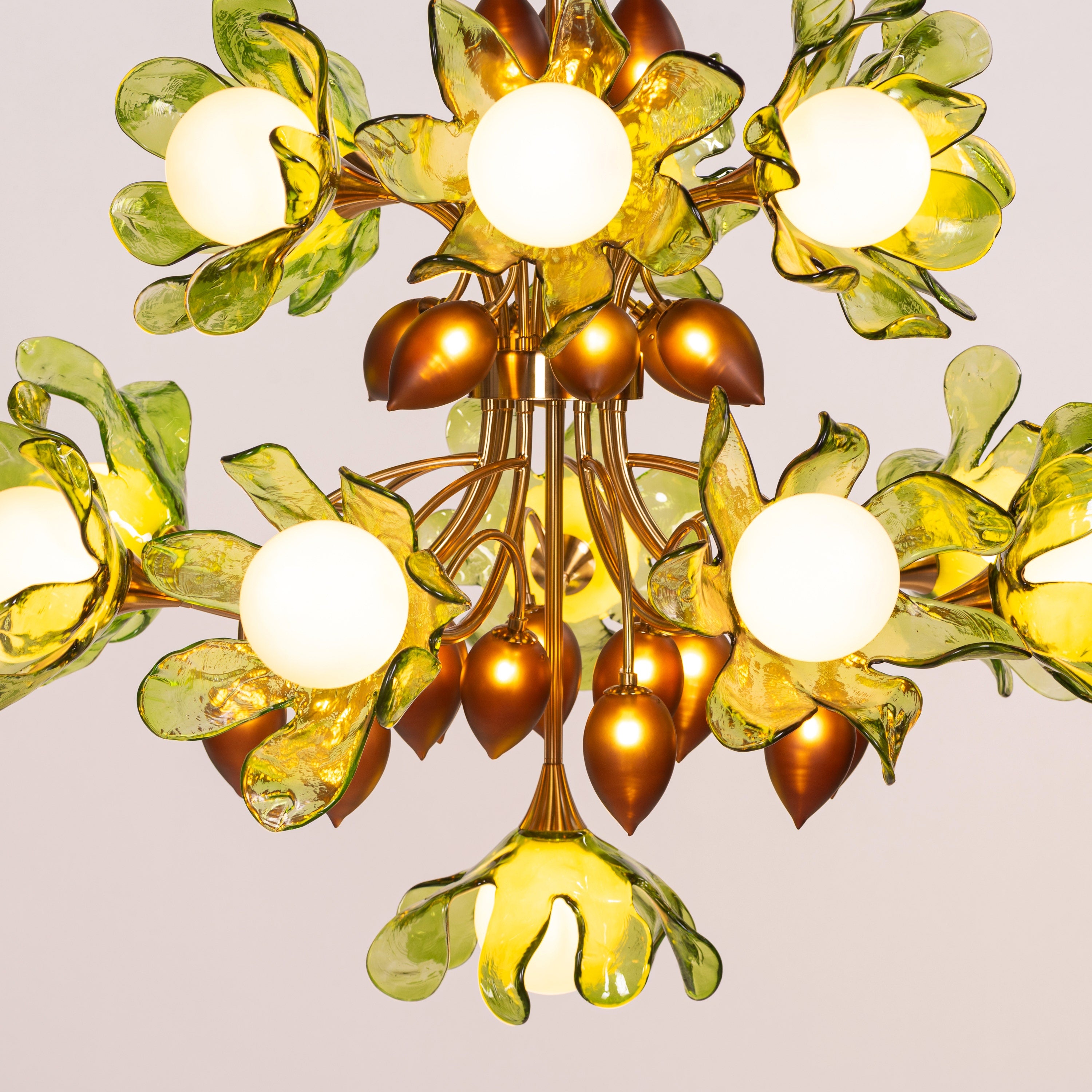Midori Bouquet (Gold, Green & Amber) Tinted Glass Chandelier