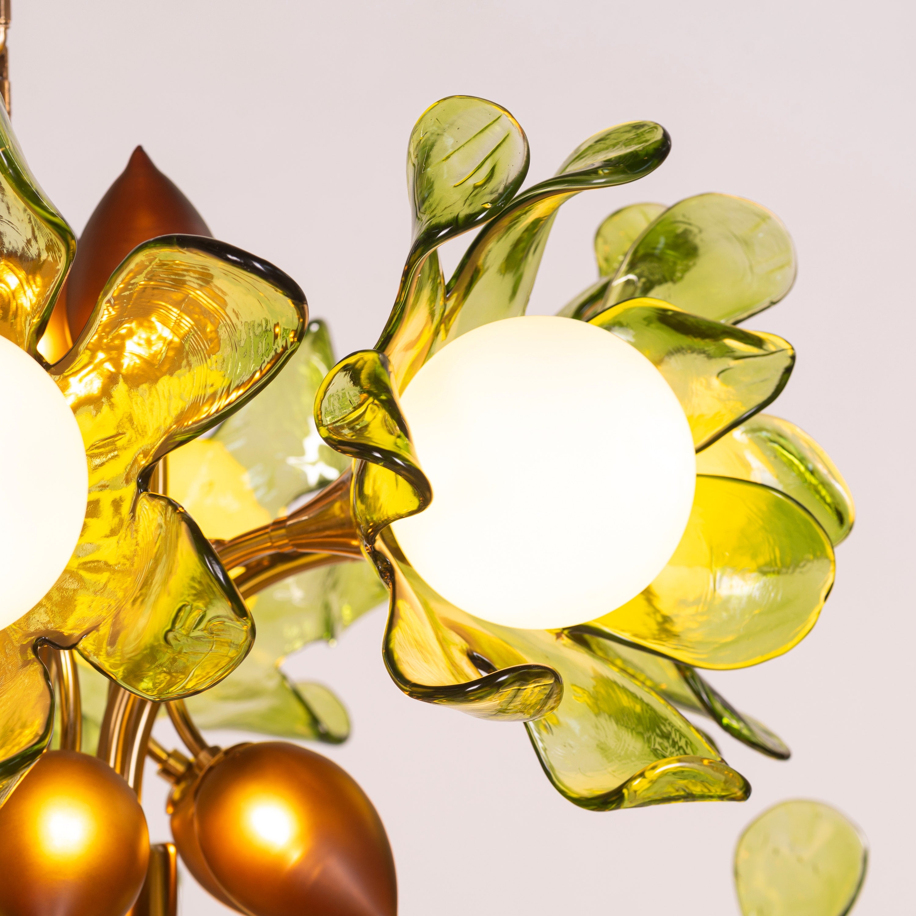 Midori Bouquet (Gold, Green & Amber) Tinted Glass Chandelier