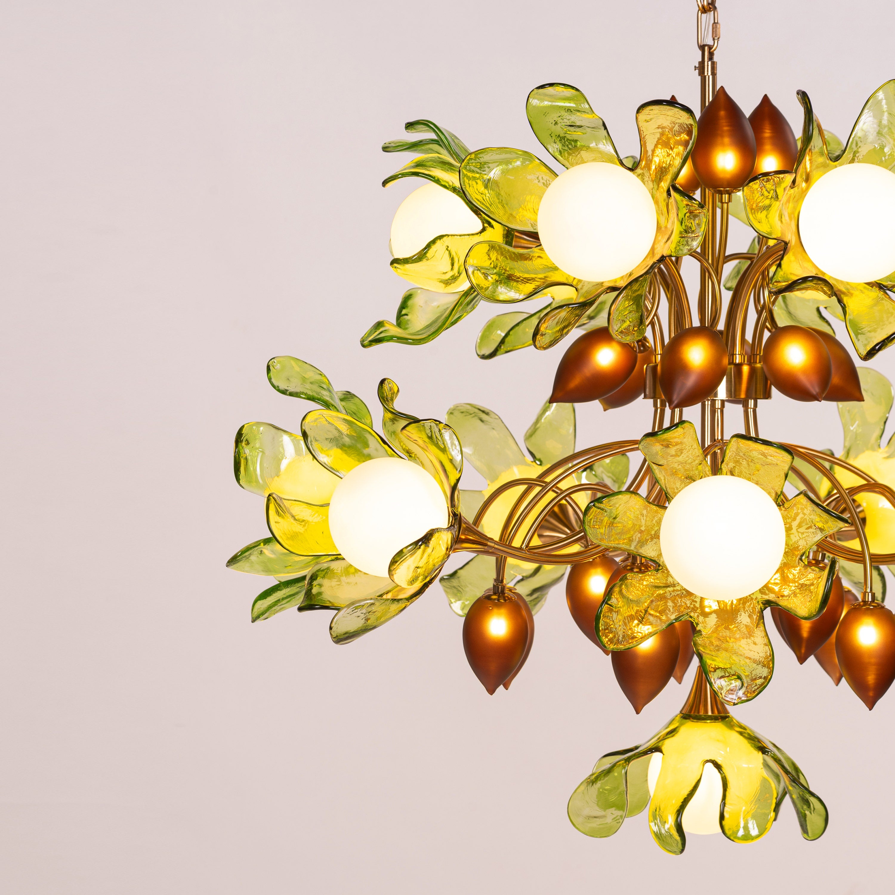 Midori Bouquet (Gold, Green & Amber) Tinted Glass Chandelier