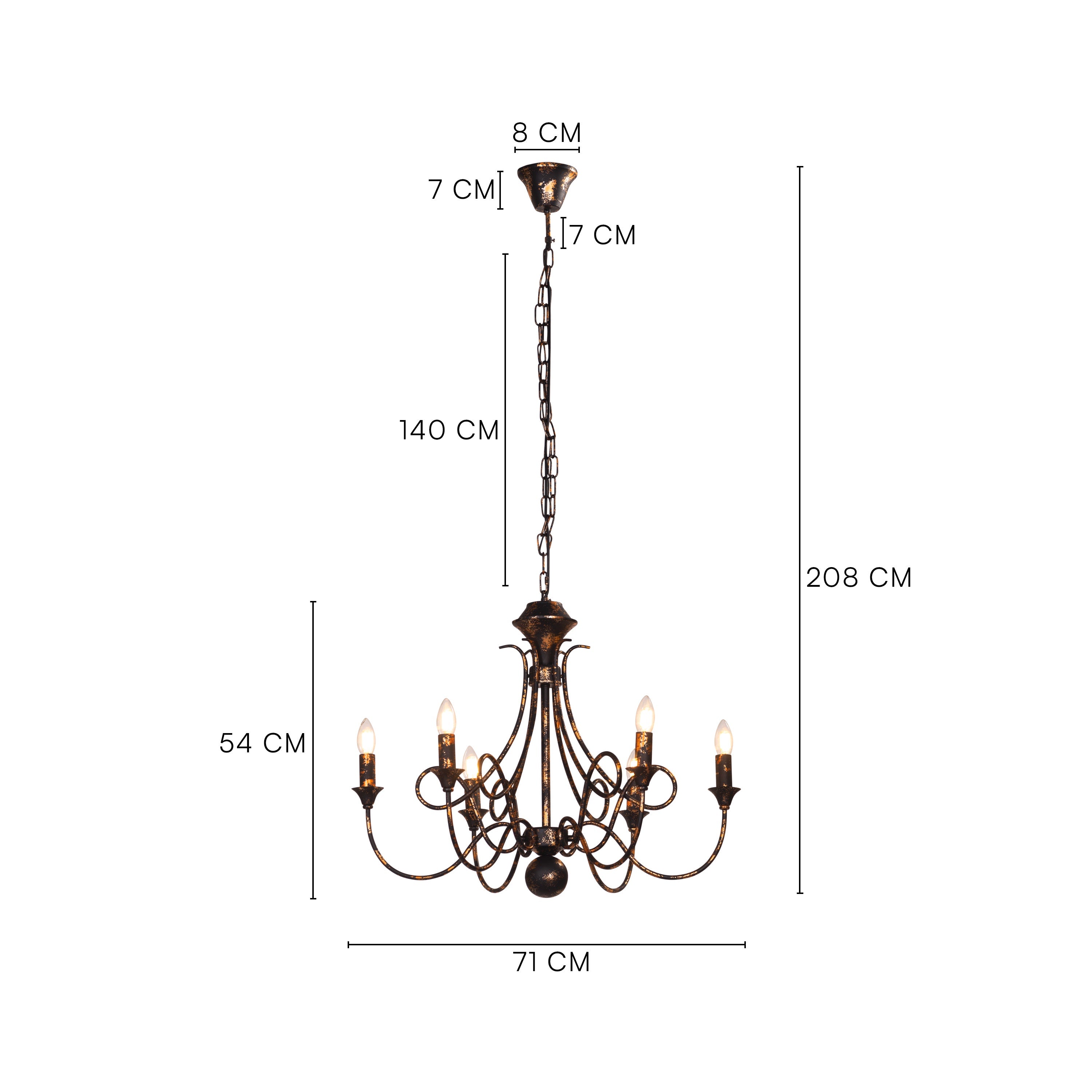 Ruins Of Us (Medium, Black, Antique Gold) Chandelier