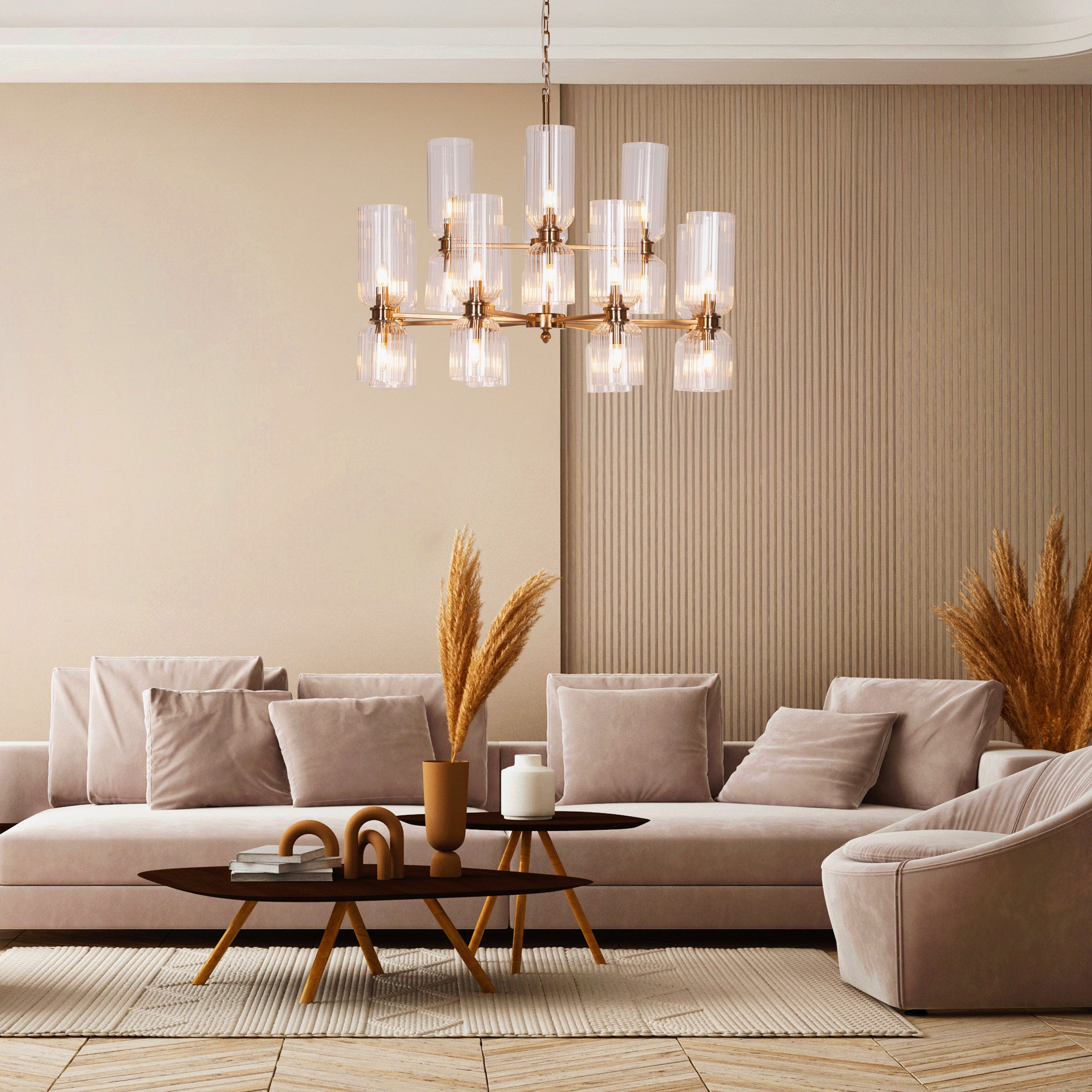 One Last Dance (Gold) Textured Glass Chandelier