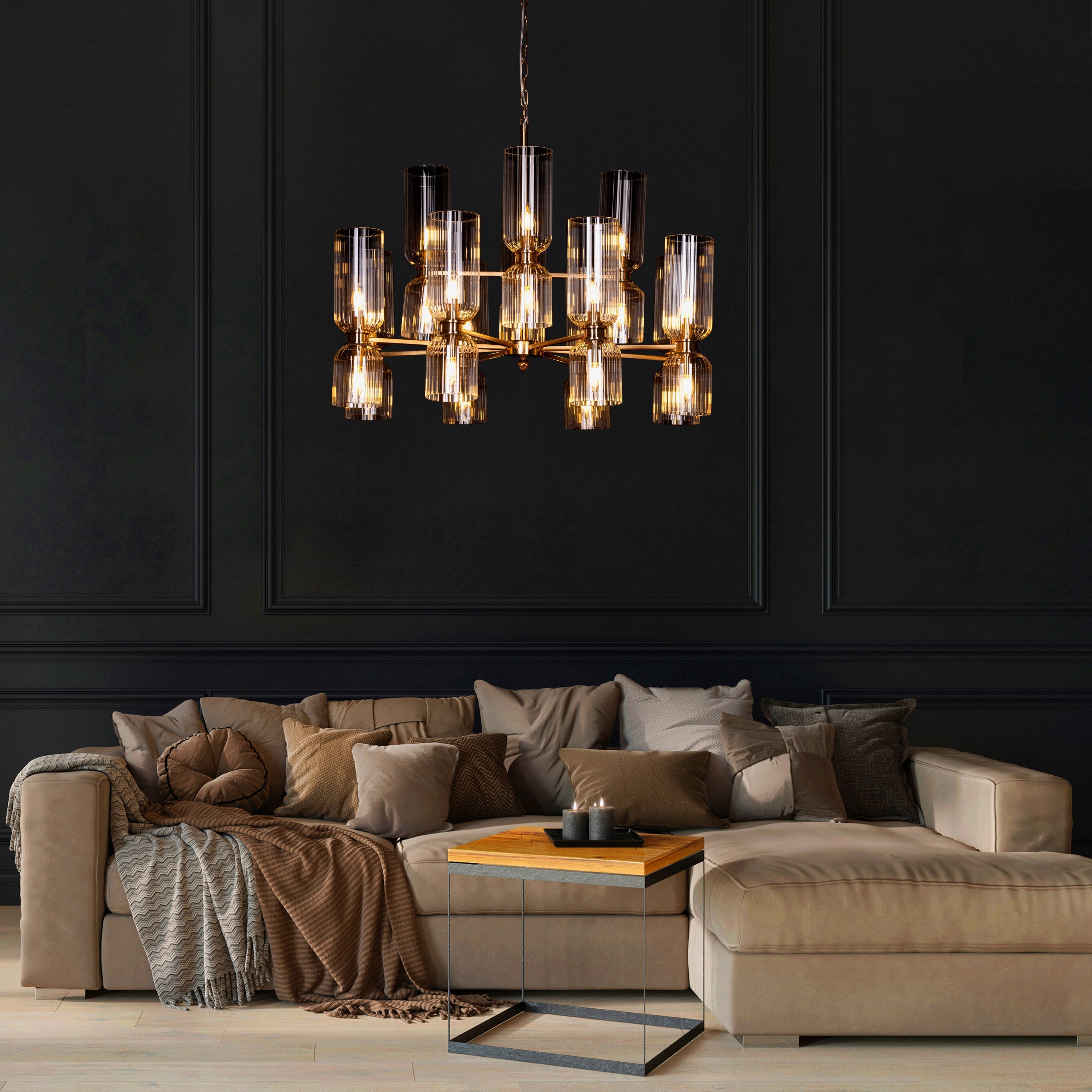 One Last Dance (Gold) Textured Glass Chandelier