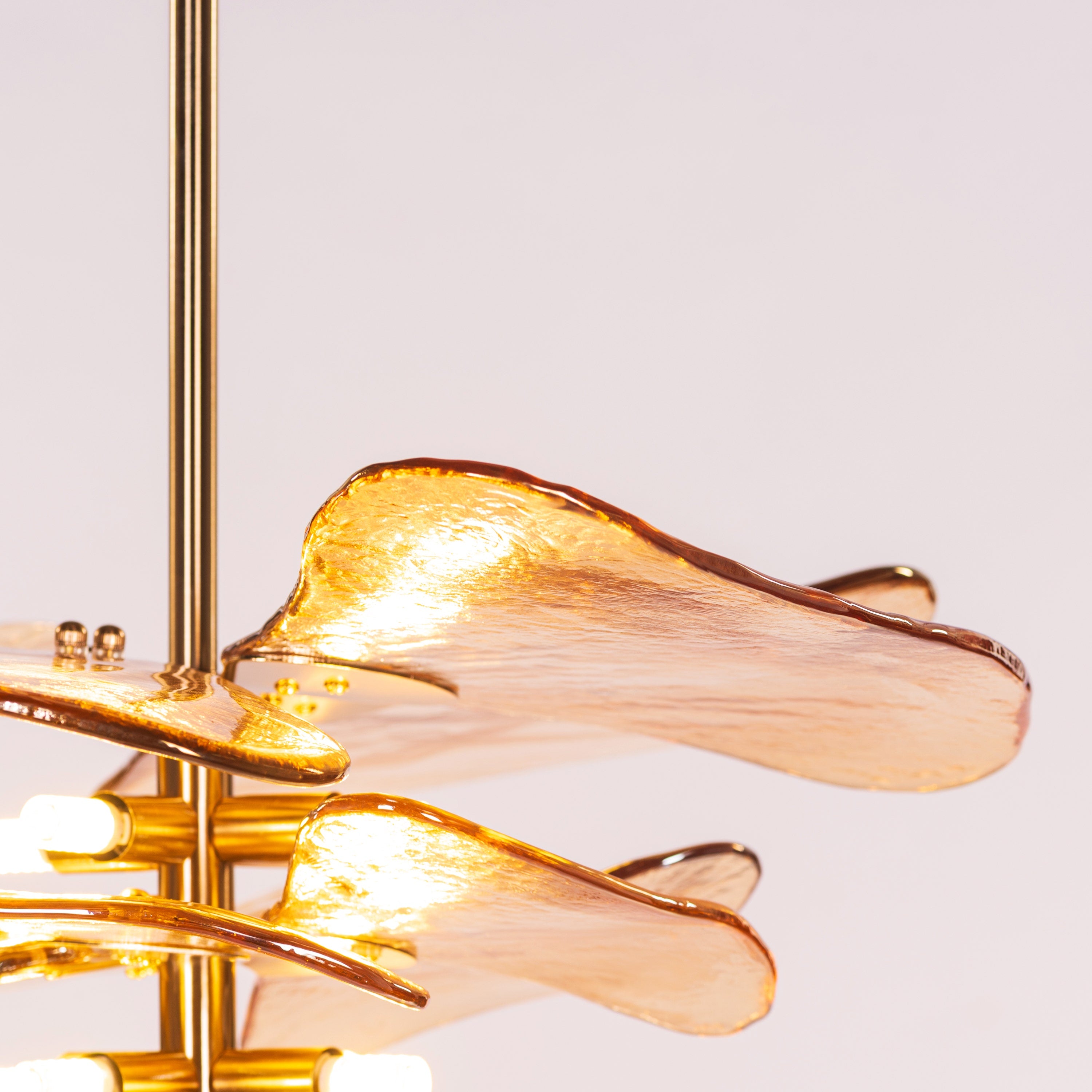 Luminous Lotus (Gold, Amber) Tinted Glass Pendant Light