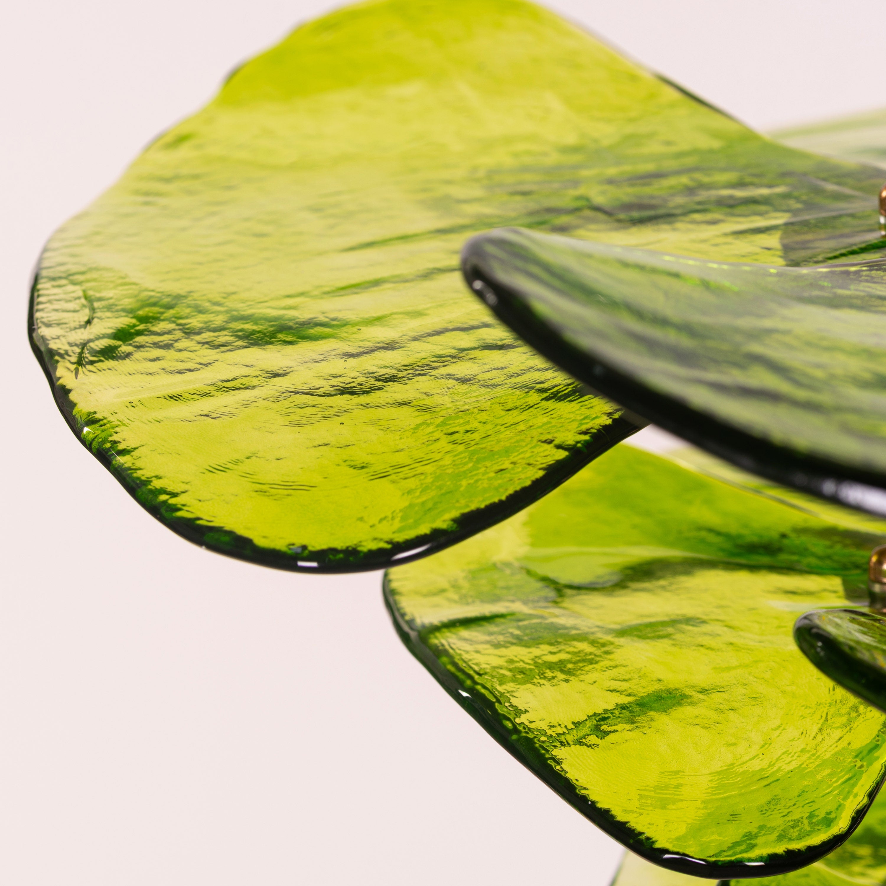 Luminous Lotus (Gold, Green) Tinted Glass Pendant Light