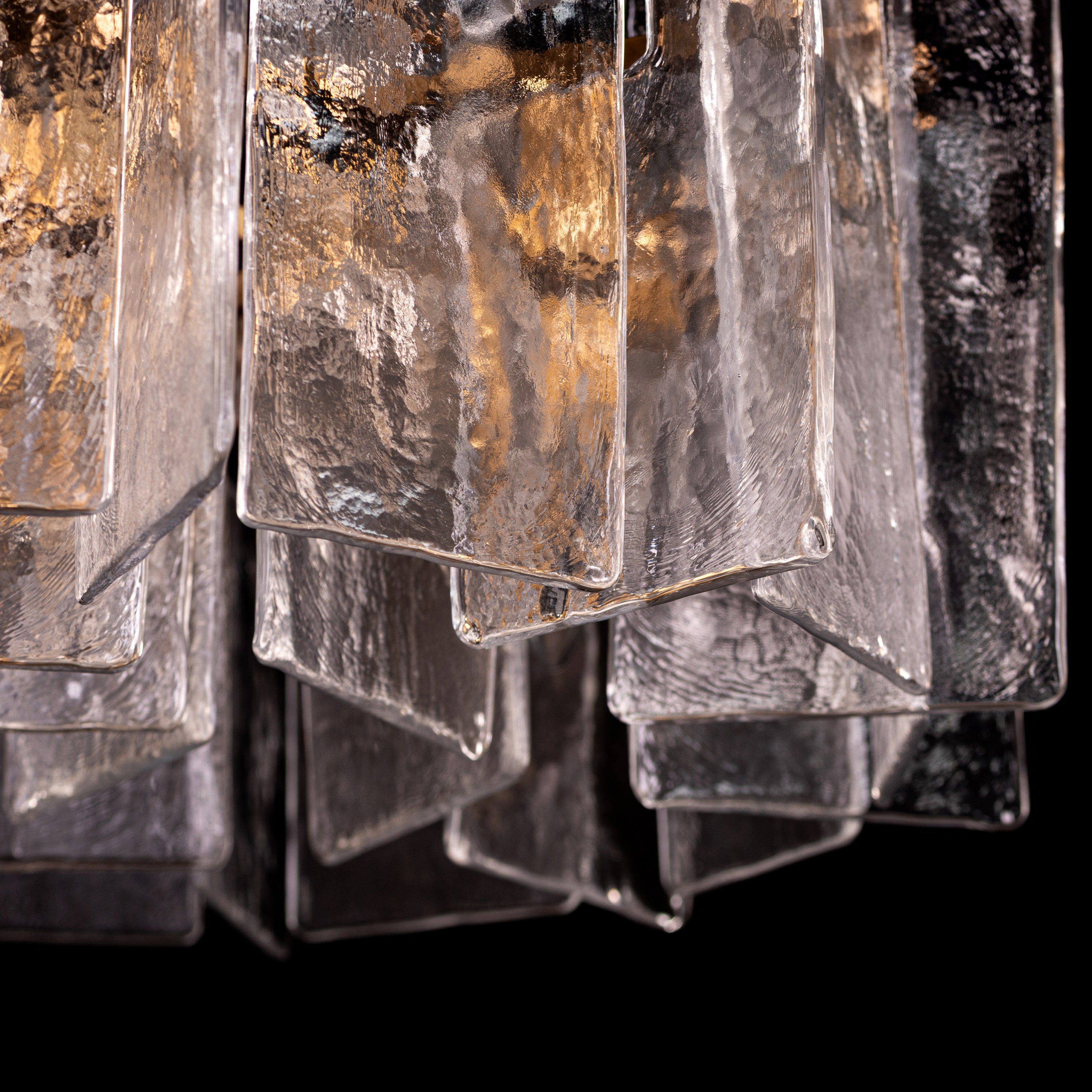 Rose Rhapsody (Gold) Textured Glass Round Chandelier