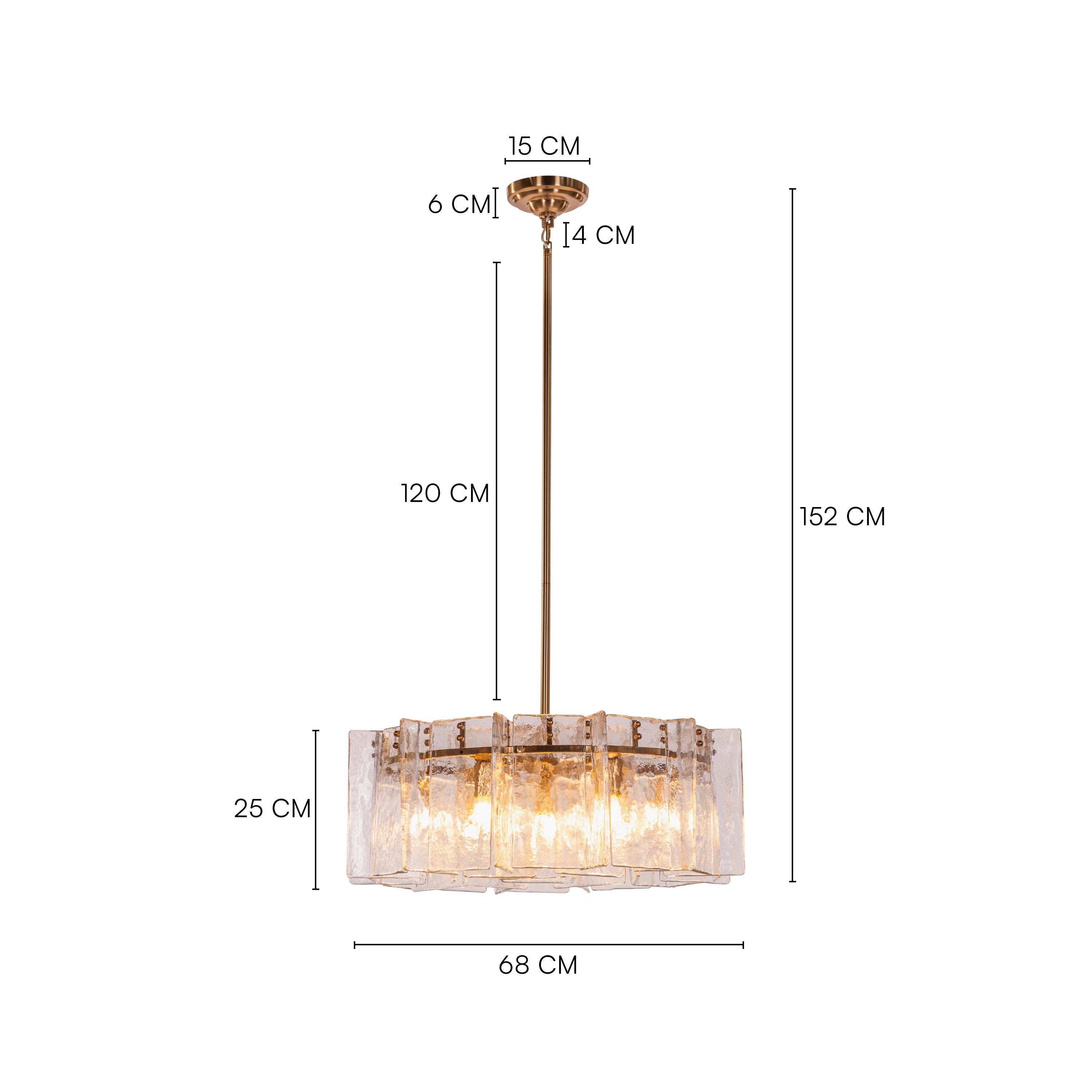 Rose Rhapsody (Gold) Textured Glass Round Chandelier
