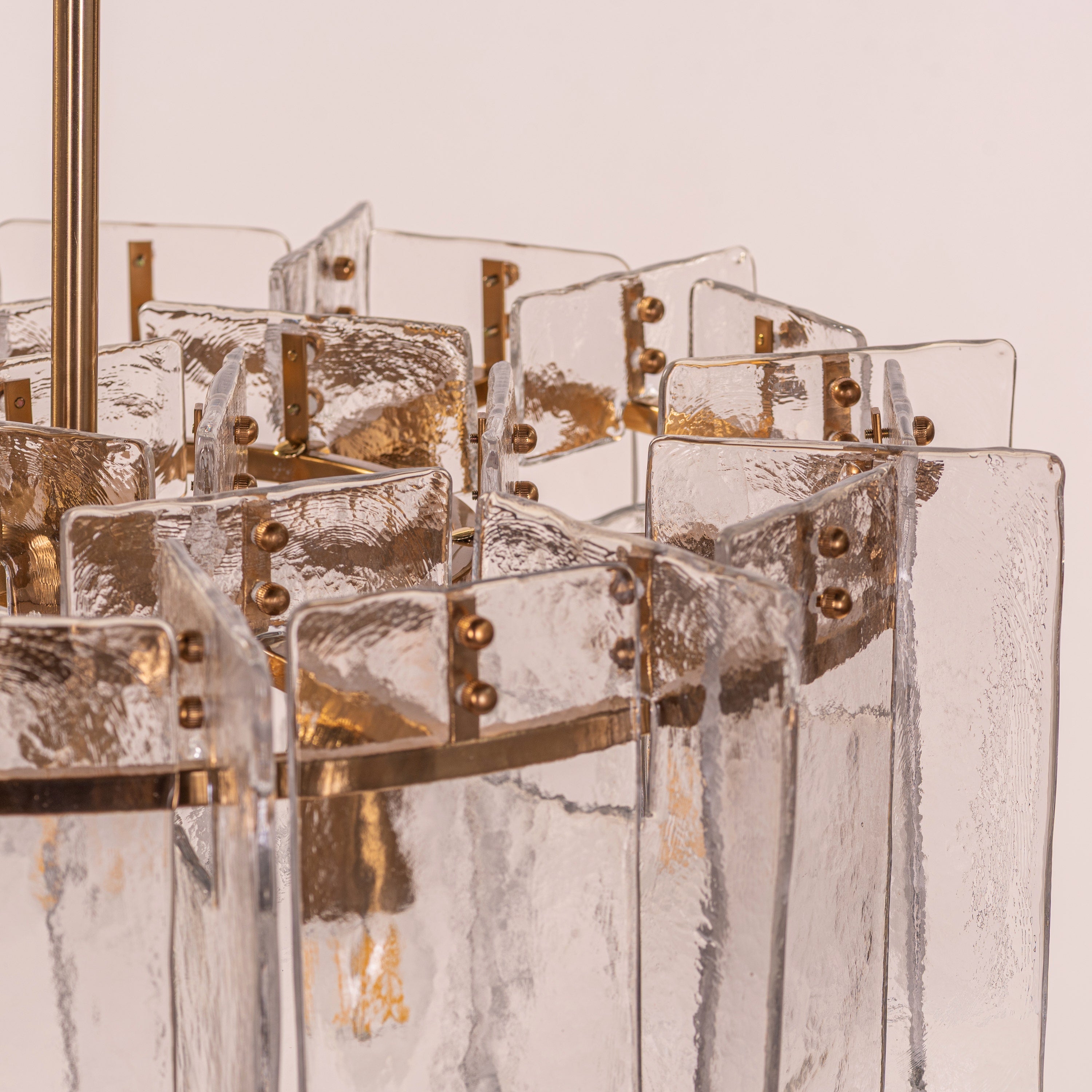 Rose Rhapsody (Gold) Textured Glass Round Chandelier