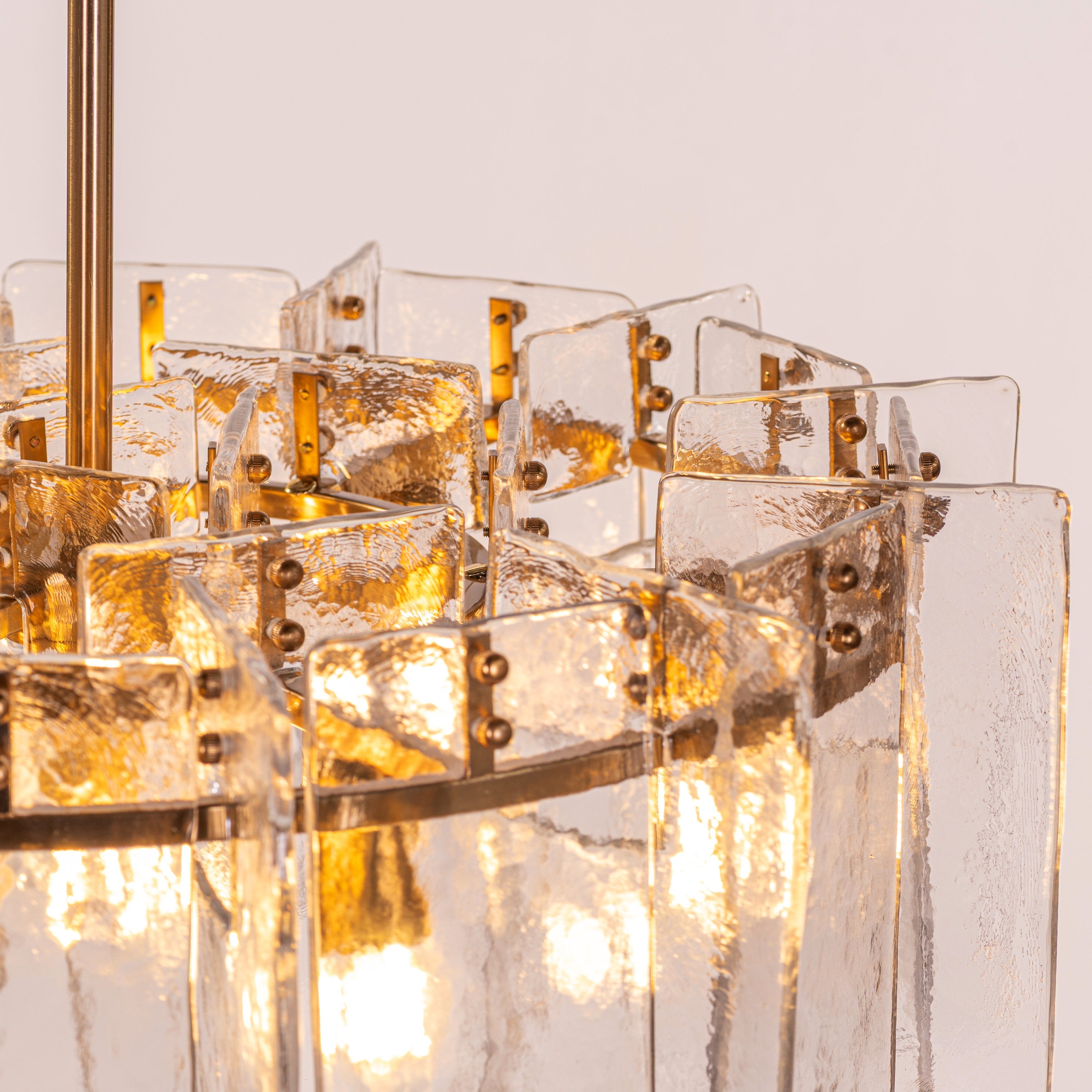 Rose Rhapsody (Gold) Textured Glass Round Chandelier