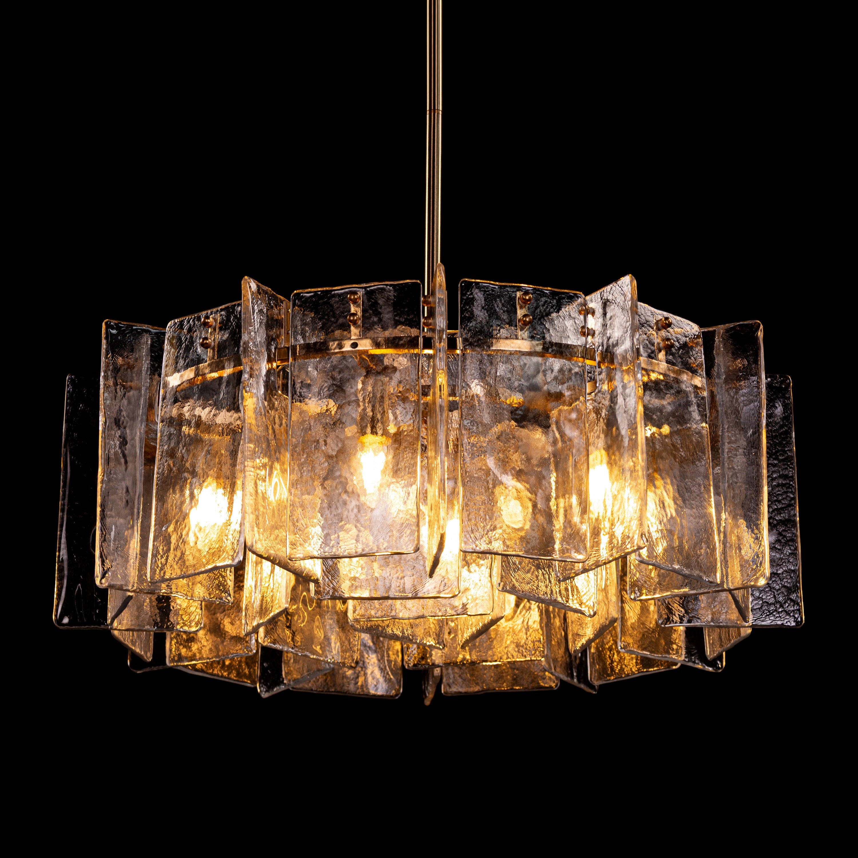 Rose Rhapsody (Gold) Textured Glass Round Chandelier