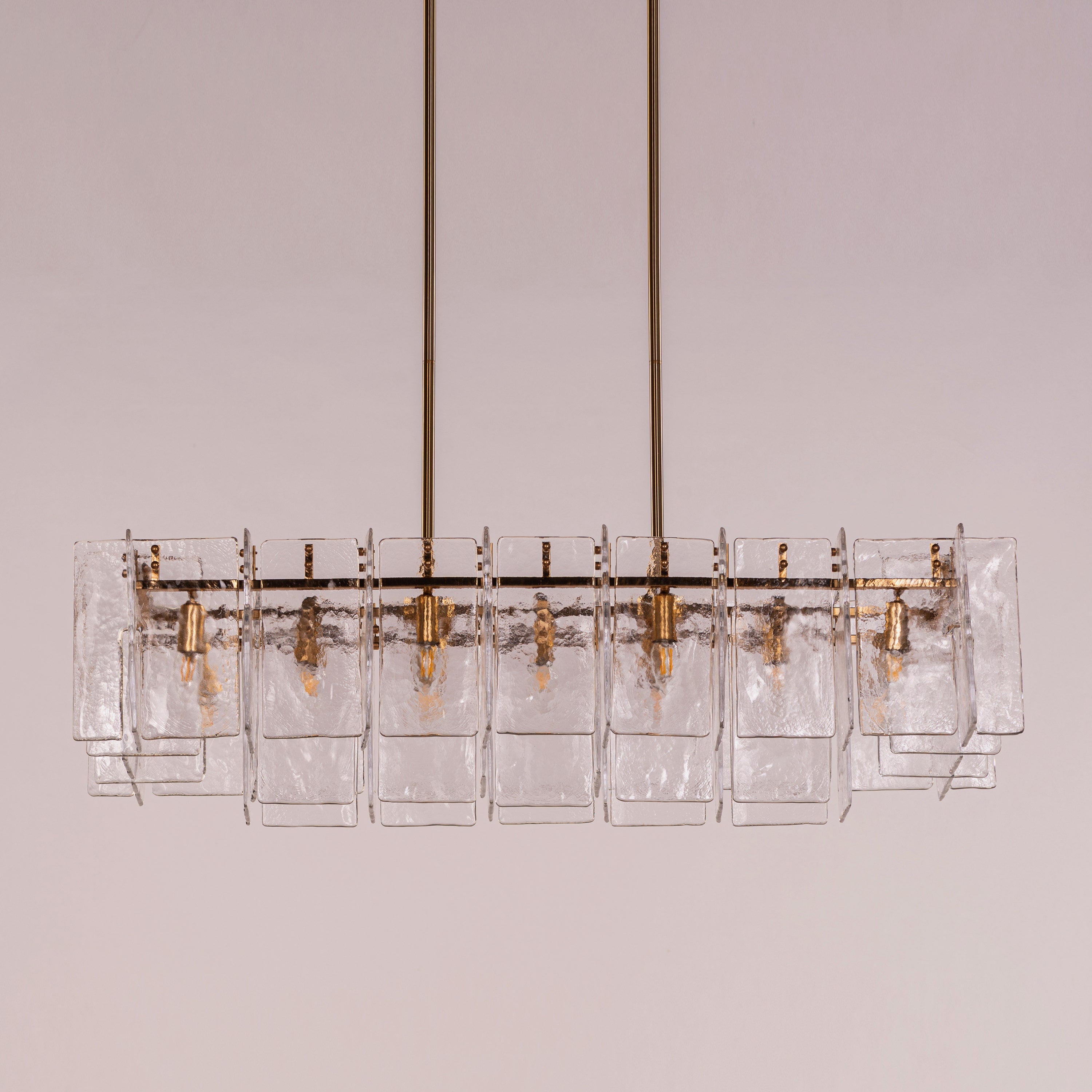 Rose Rhapsody (Gold) Textured Glass Rectangular Chandelier