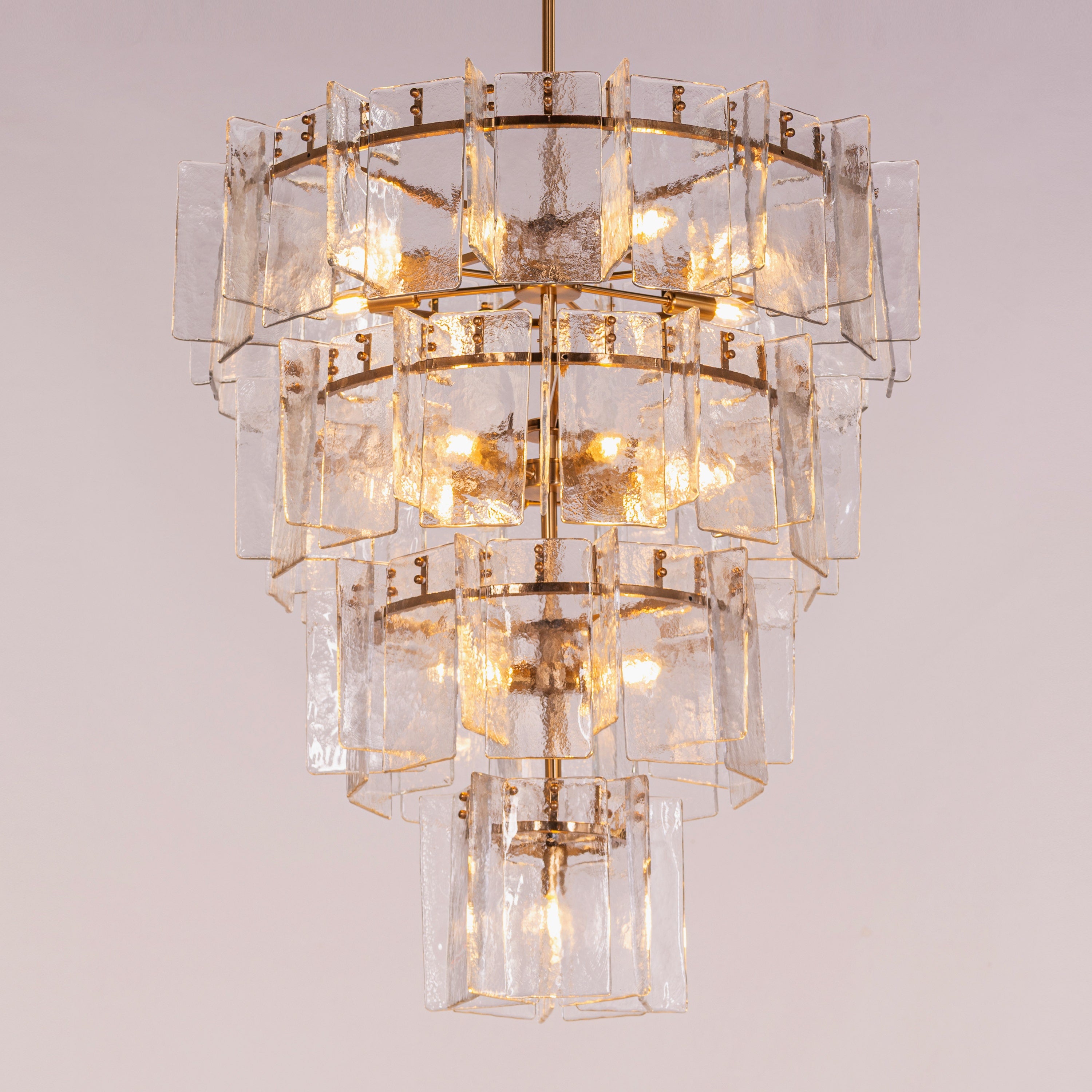 Rose Rhapsody (Gold) Textured Glass Double Height Chandelier