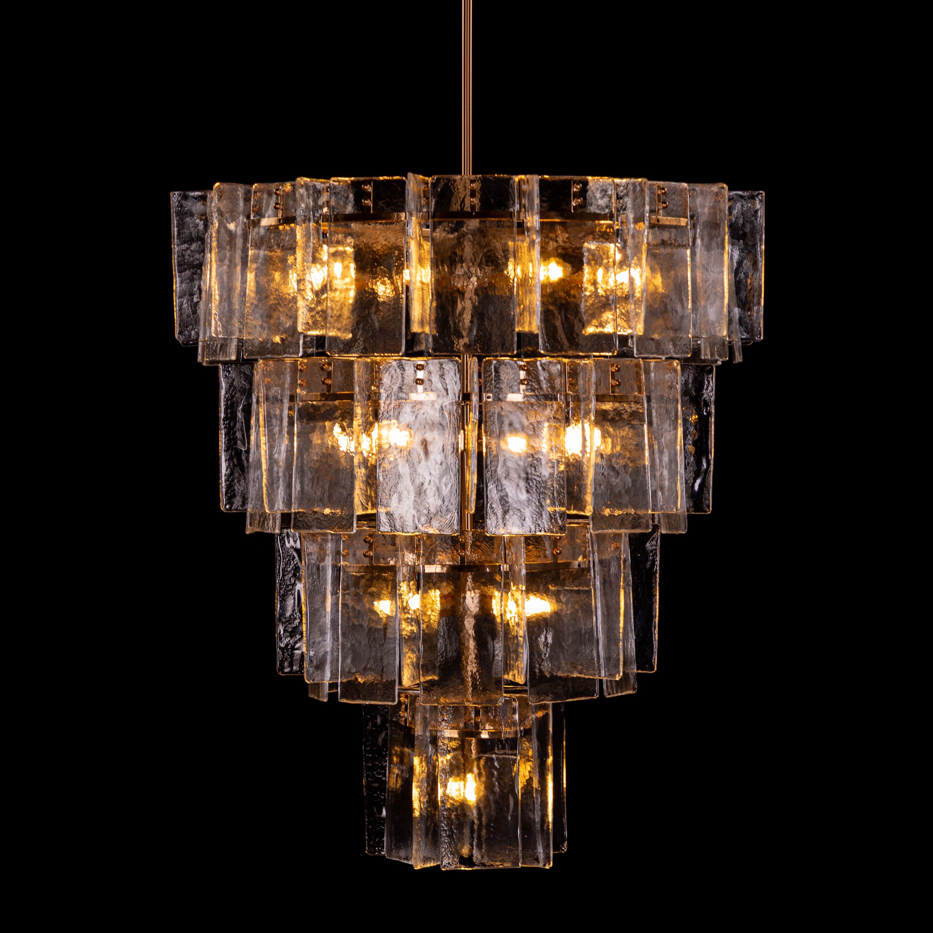Rose Rhapsody (Gold) Textured Glass Double Height Chandelier