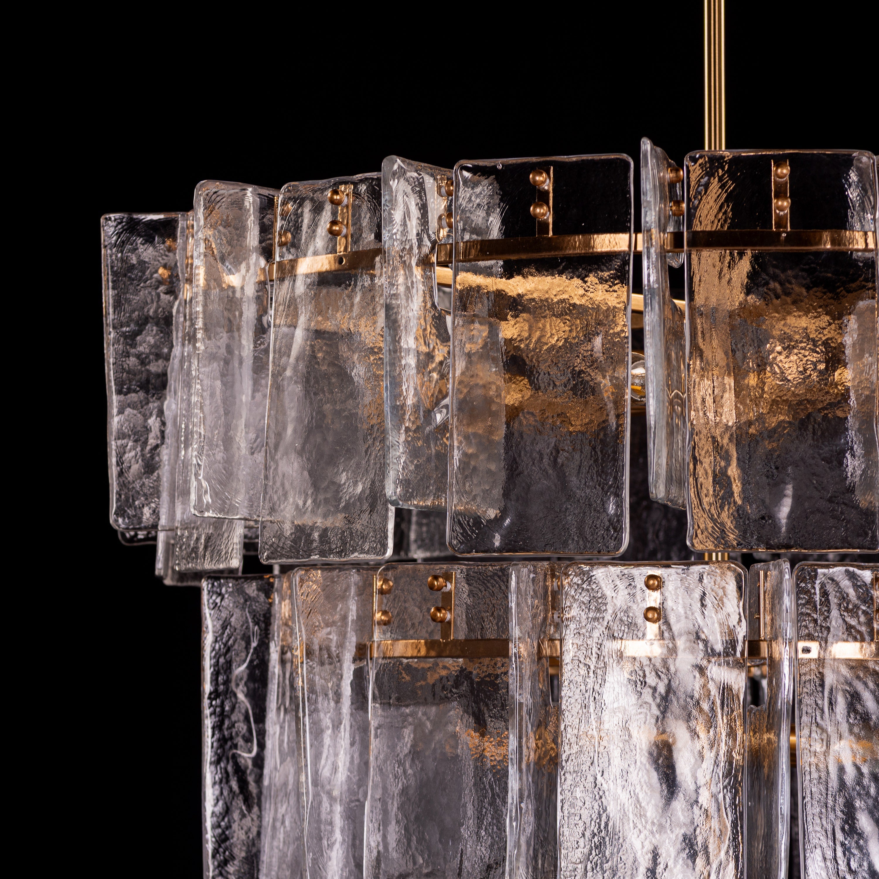 Rose Rhapsody (Gold) Textured Glass Double Height Chandelier