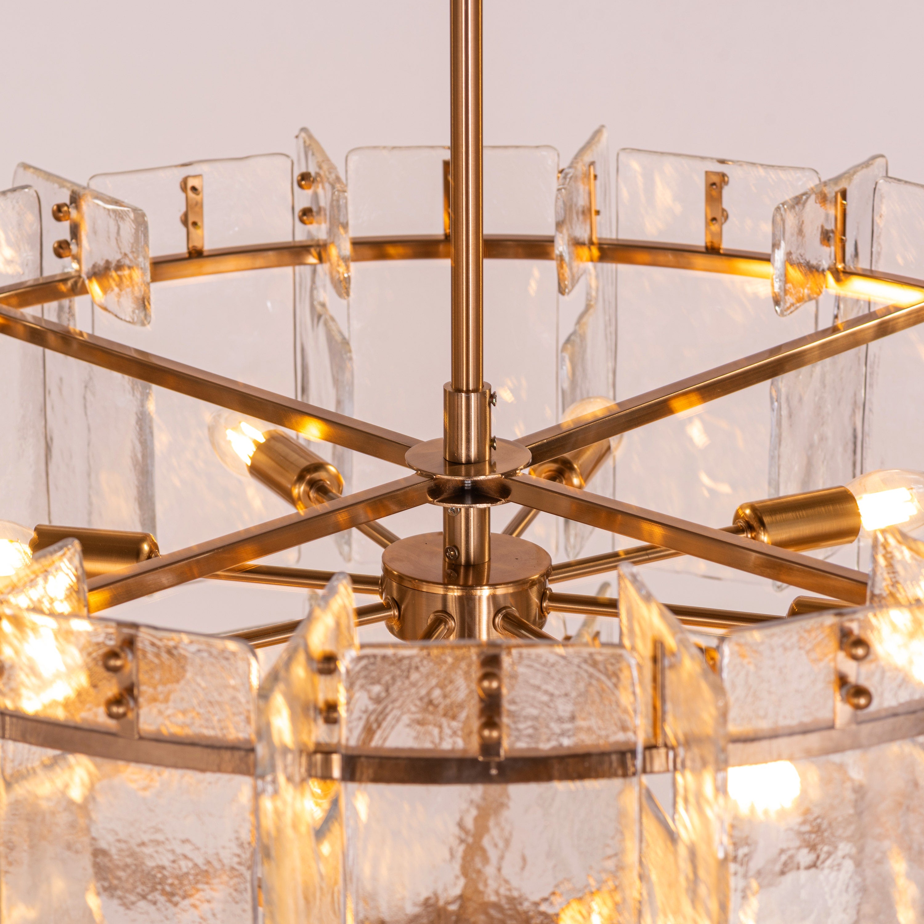 Rose Rhapsody (Gold) Textured Glass Double Height Chandelier