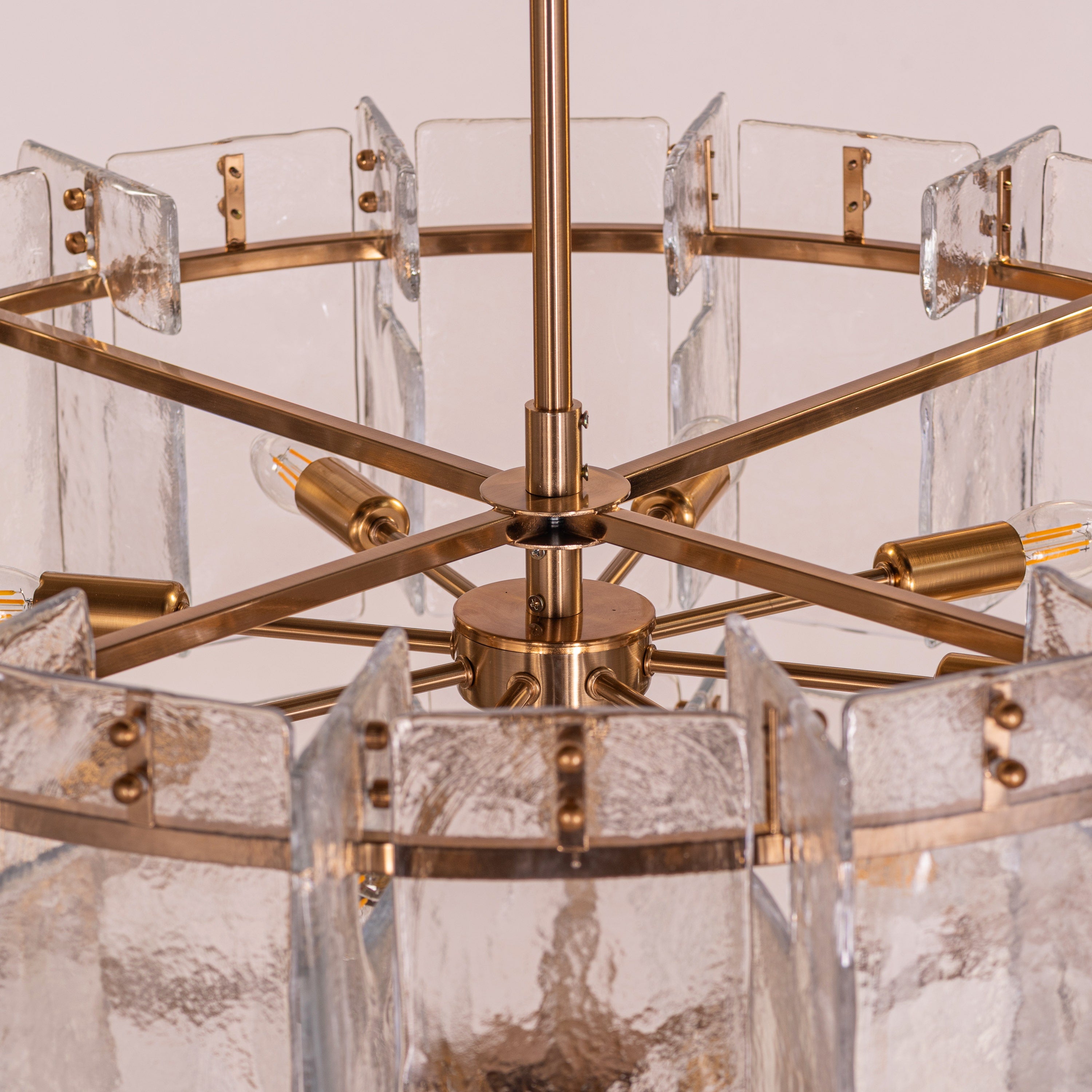 Rose Rhapsody (Gold) Textured Glass Double Height Chandelier