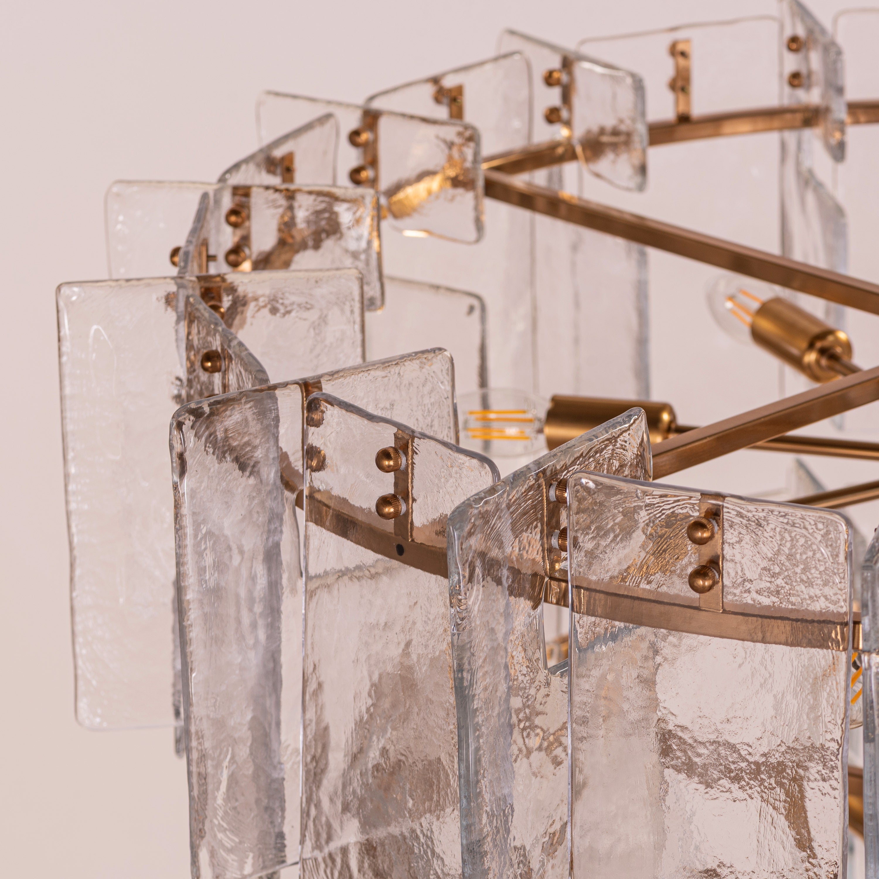 Rose Rhapsody (Gold) Textured Glass Double Height Chandelier