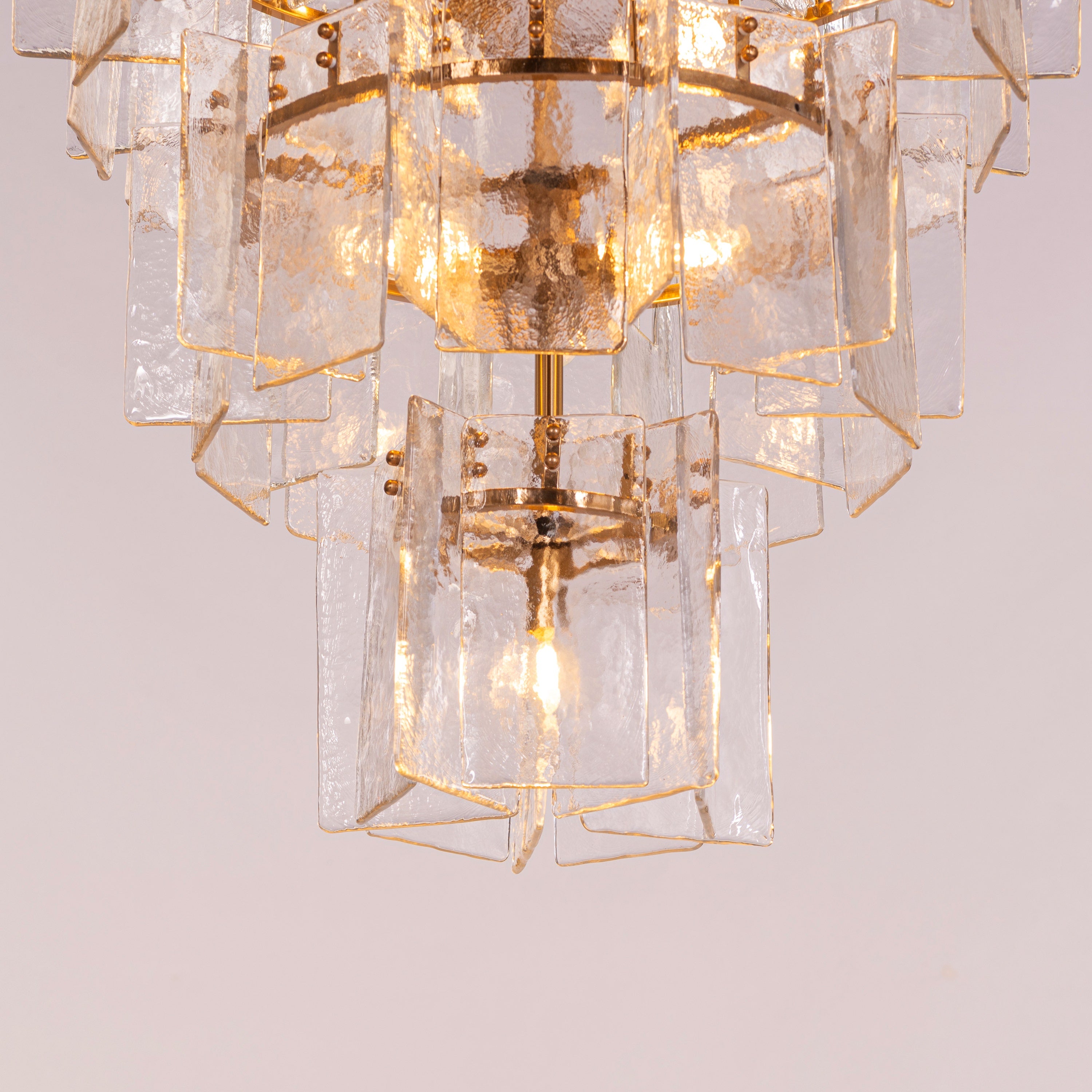 Rose Rhapsody (Gold) Textured Glass Double Height Chandelier