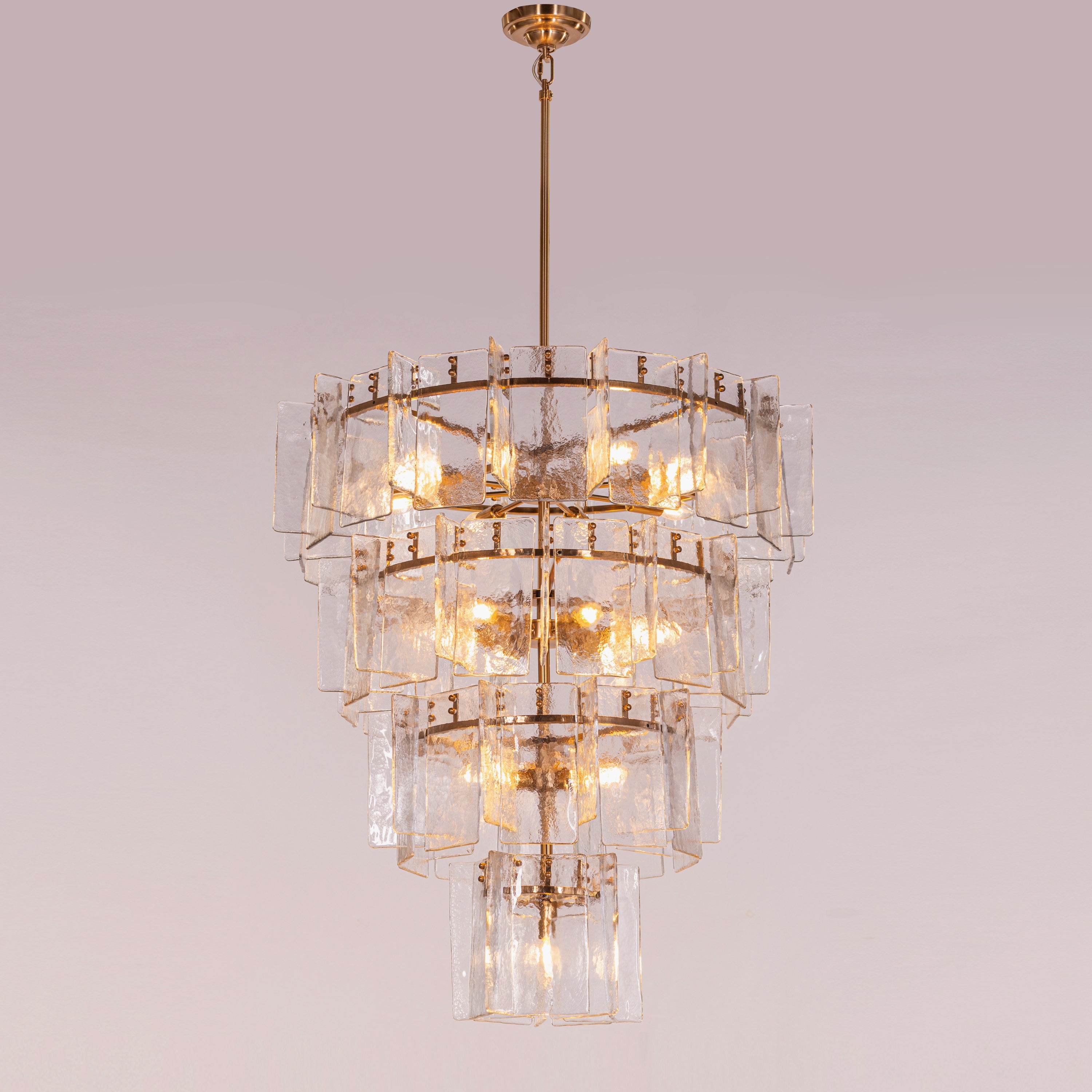 Rose Rhapsody (Gold) Textured Glass Double Height Chandelier