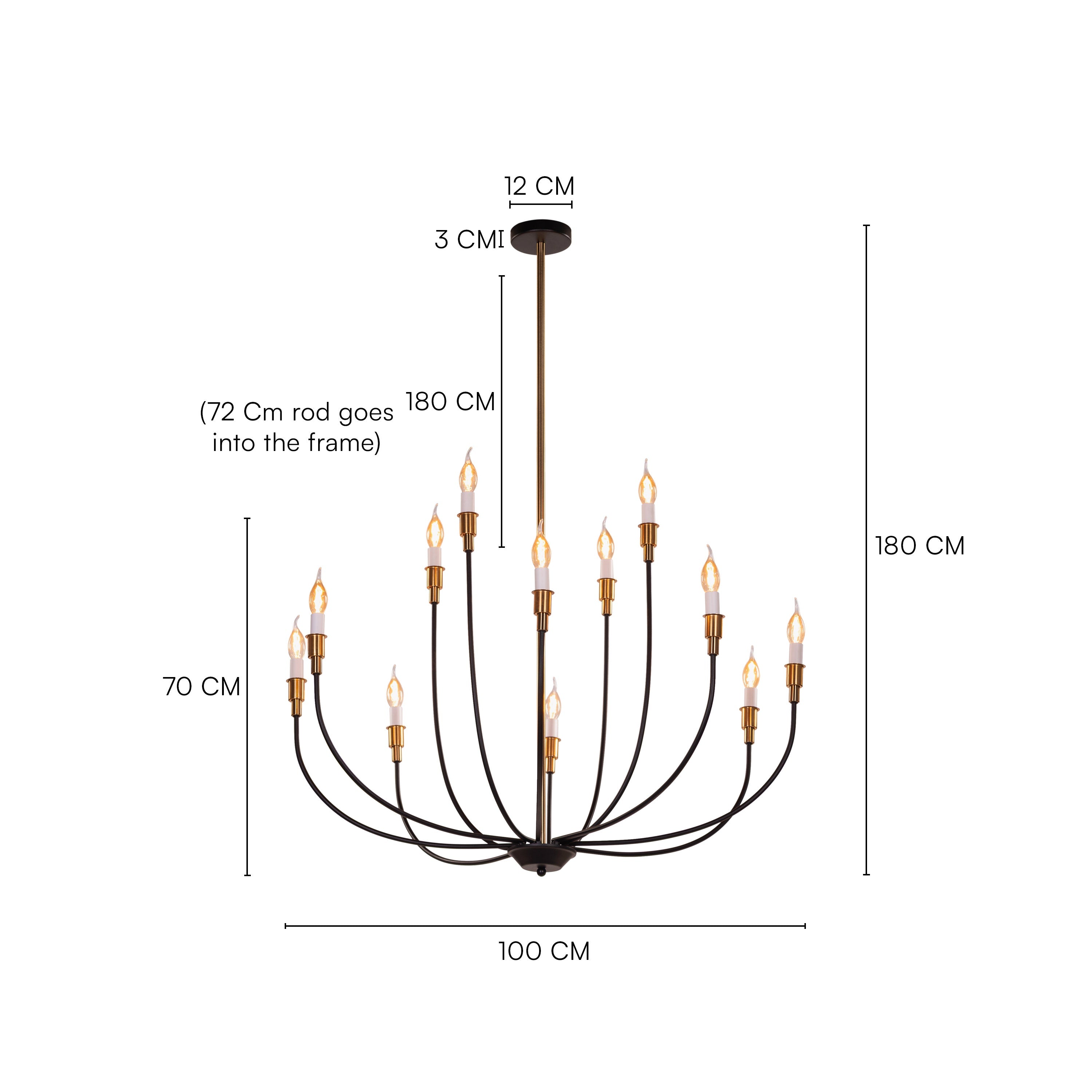 The Ember Ritual (Black, Gold) Metal Chandelier