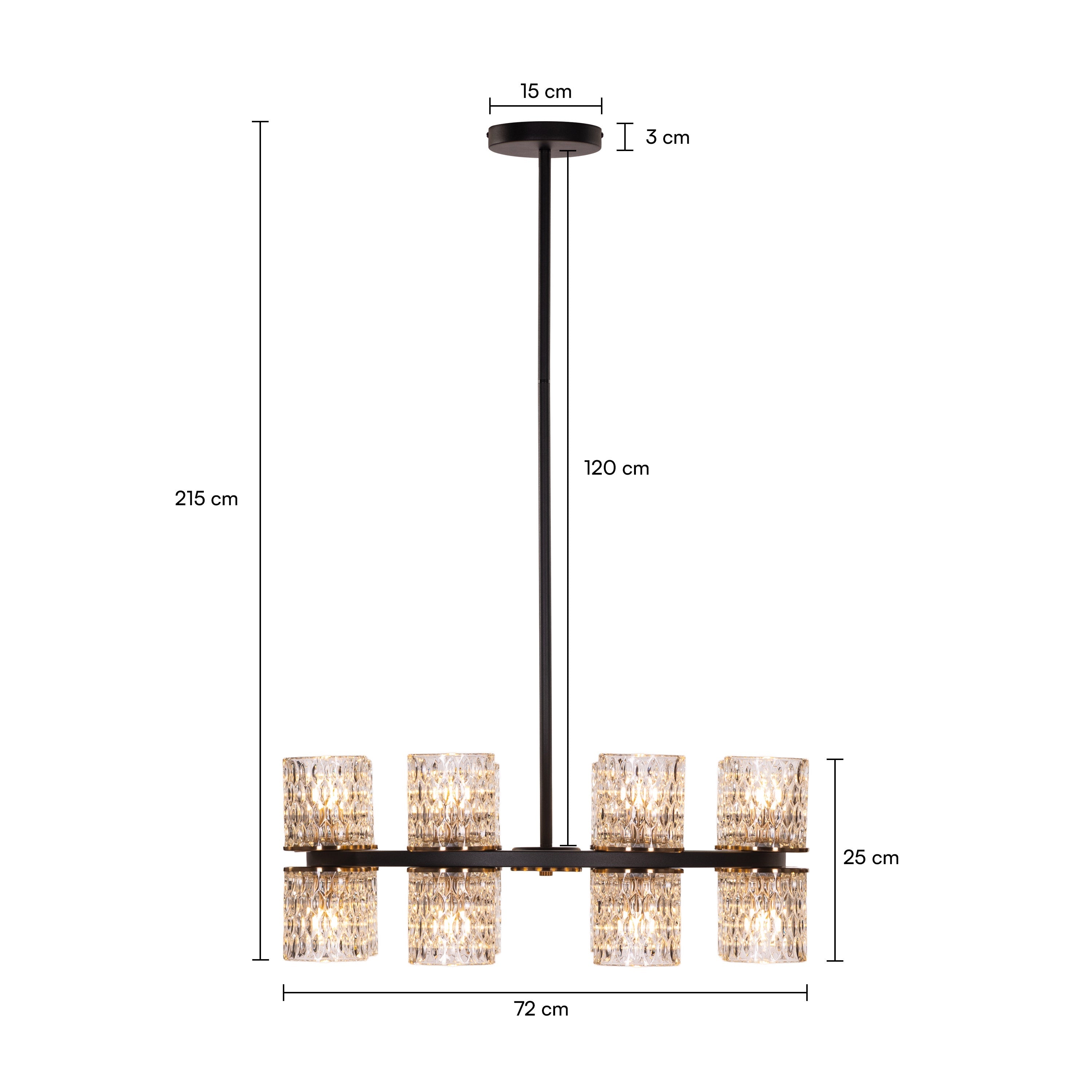 Crystal Apparition (Black) Textured Glass Chandelier