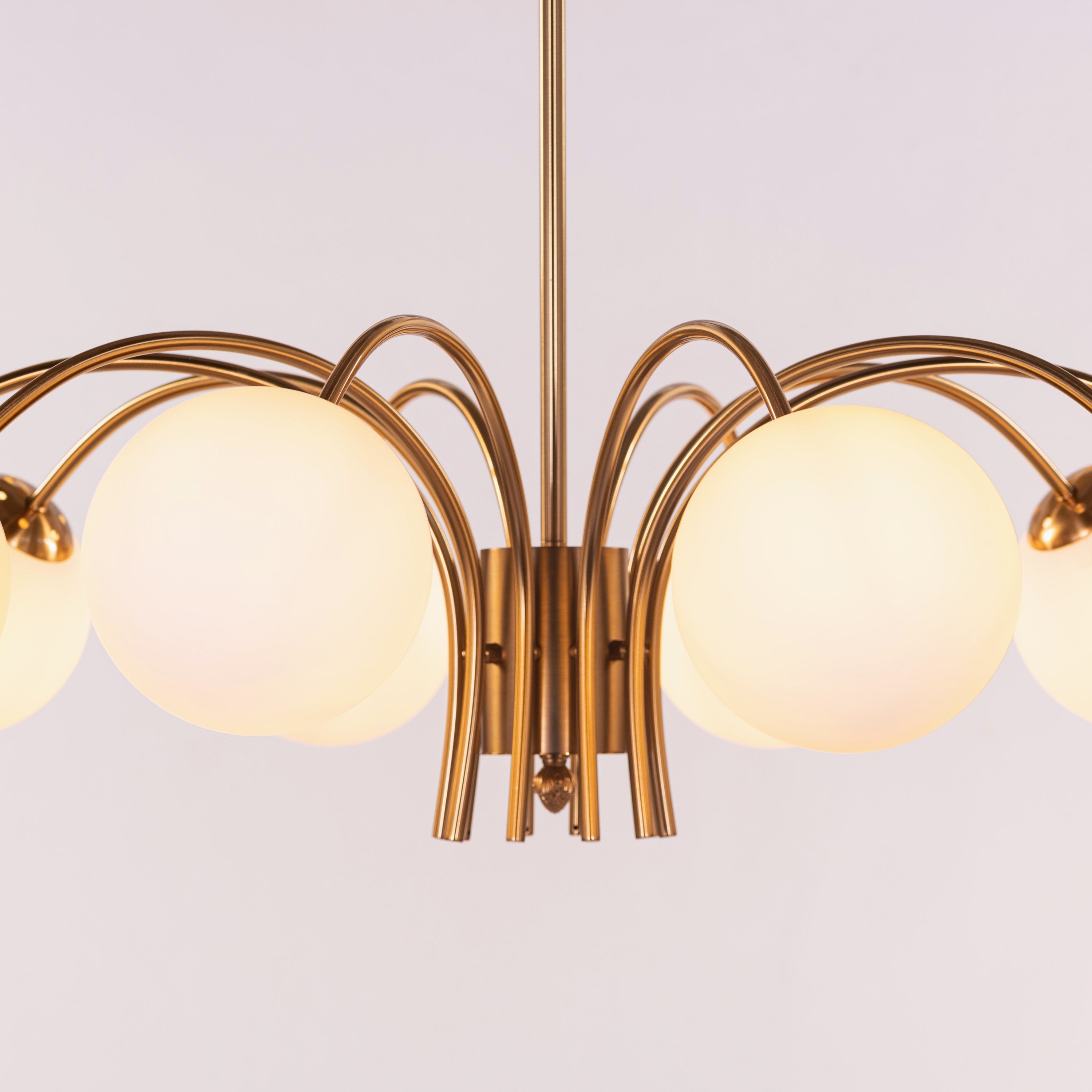 Golden Silhouette (Gold, White) Frosted Glass Chandelier