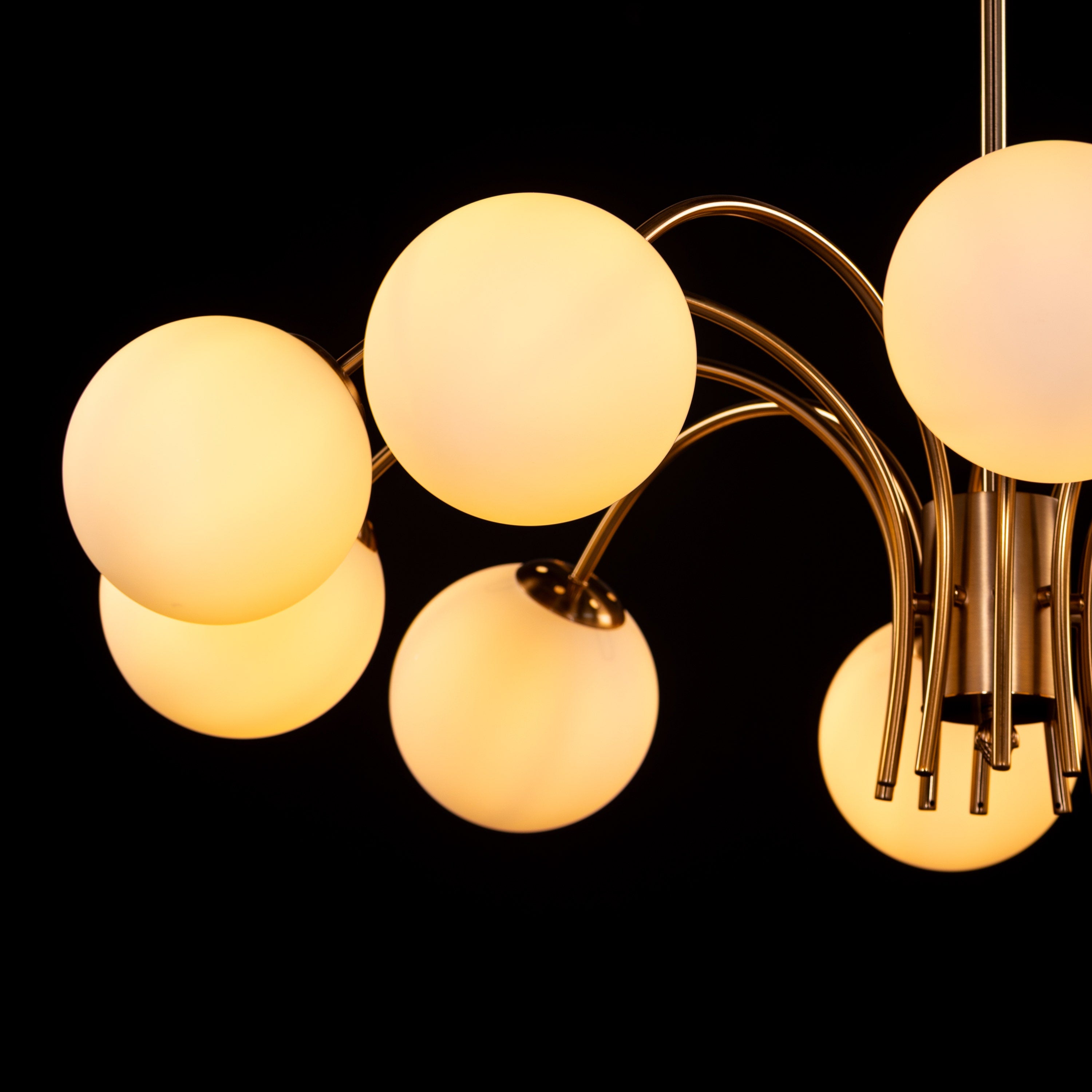 Golden Silhouette (Gold, White) Frosted Glass Chandelier