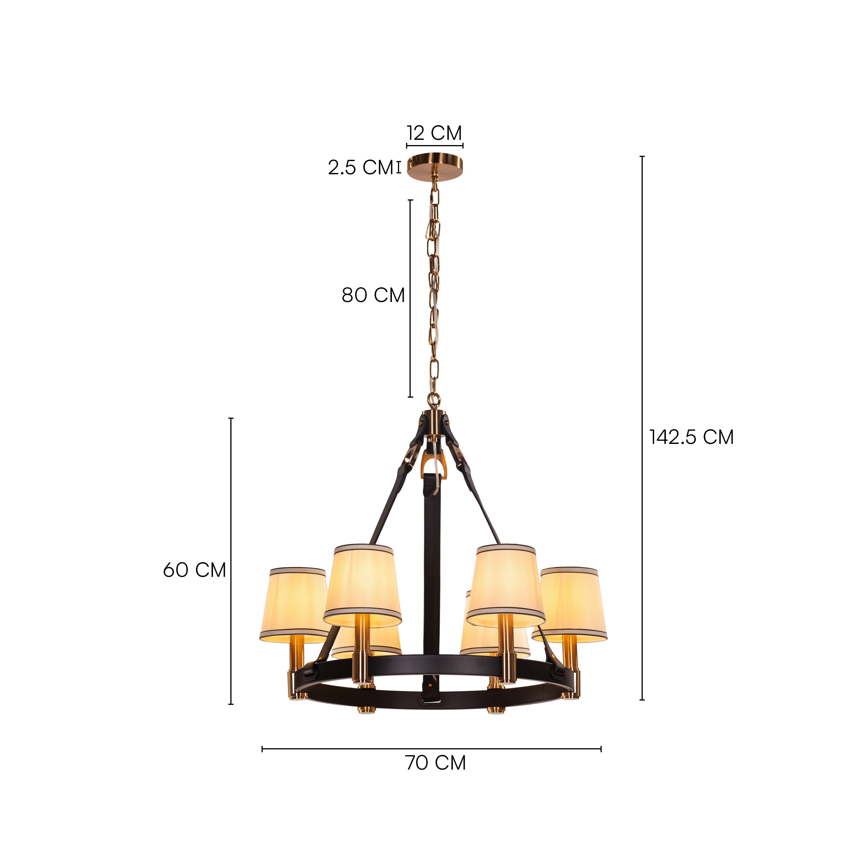 The Luminary Ring (Black, Gold) Leather Chandelier