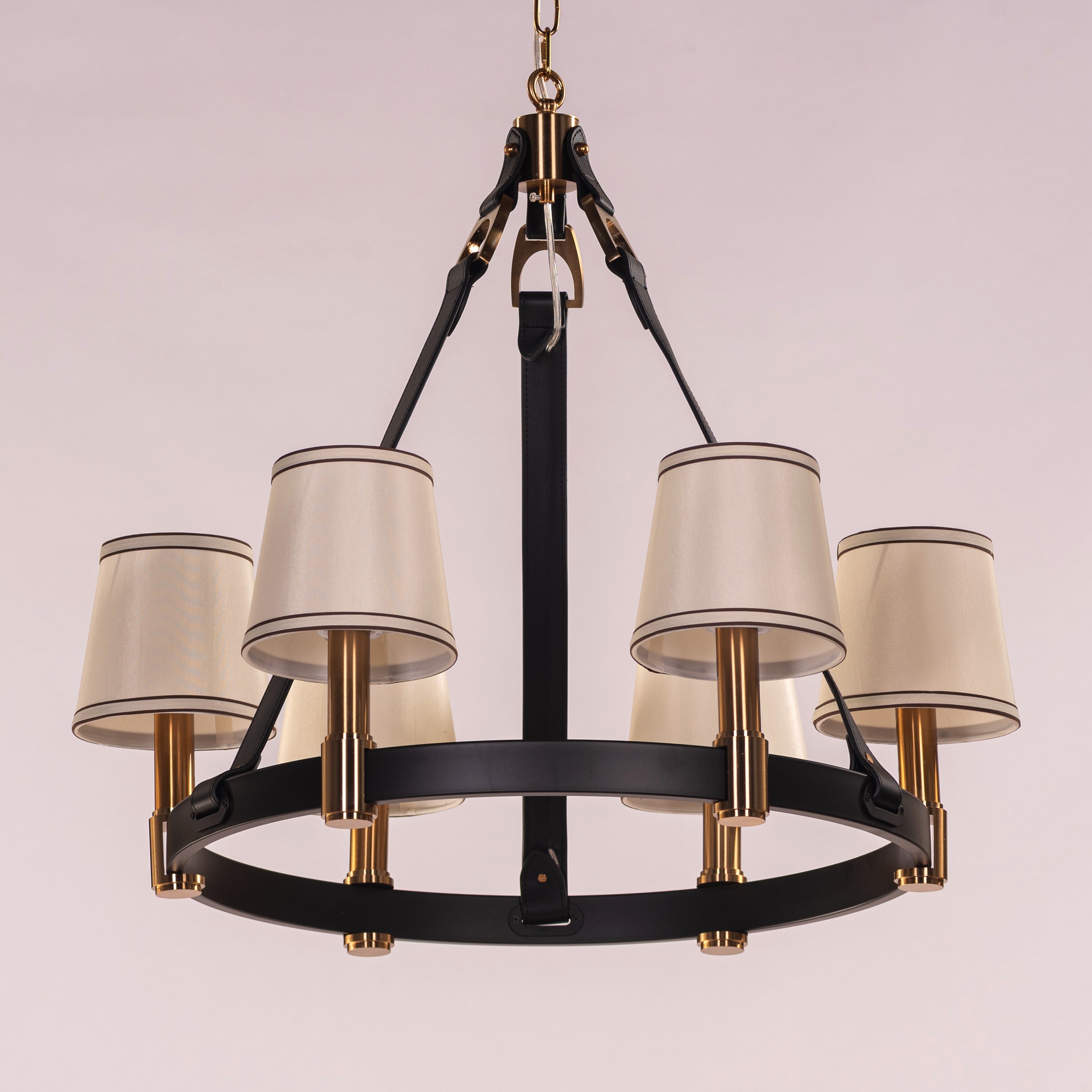 The Luminary Ring (Black, Gold) Leather Chandelier