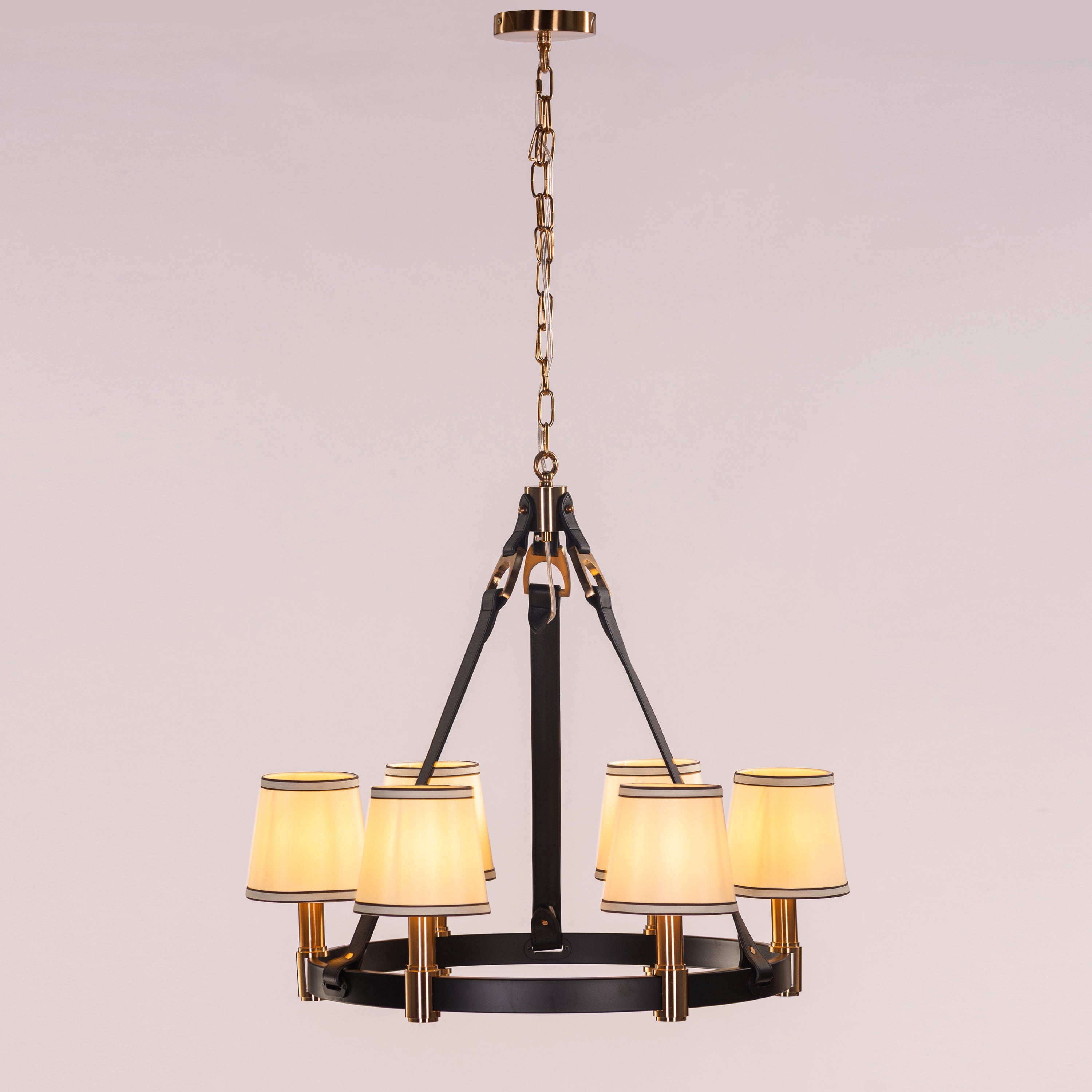 The Luminary Ring (Black, Gold) Leather Chandelier