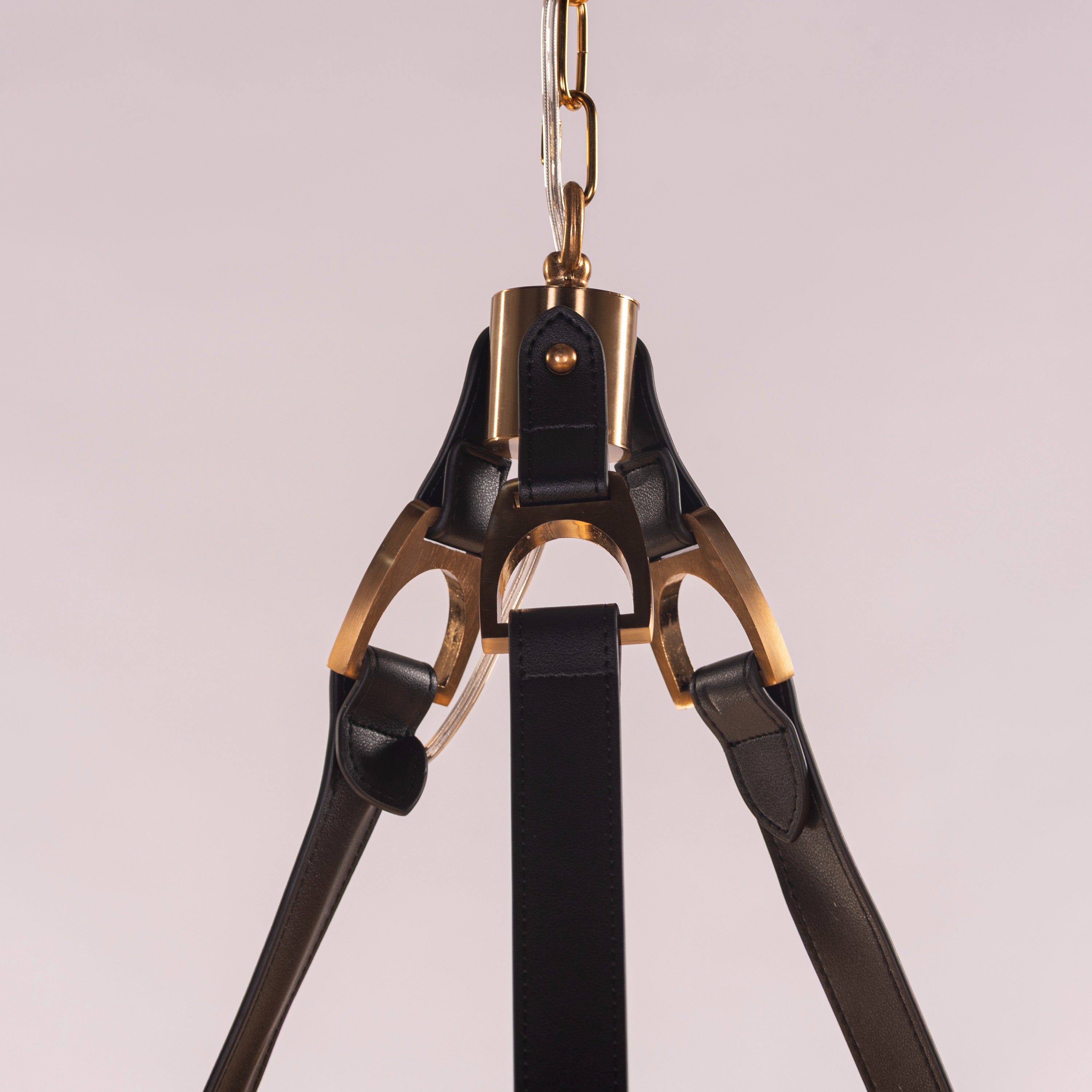 The Luminary Ring (Black, Gold) Leather Chandelier