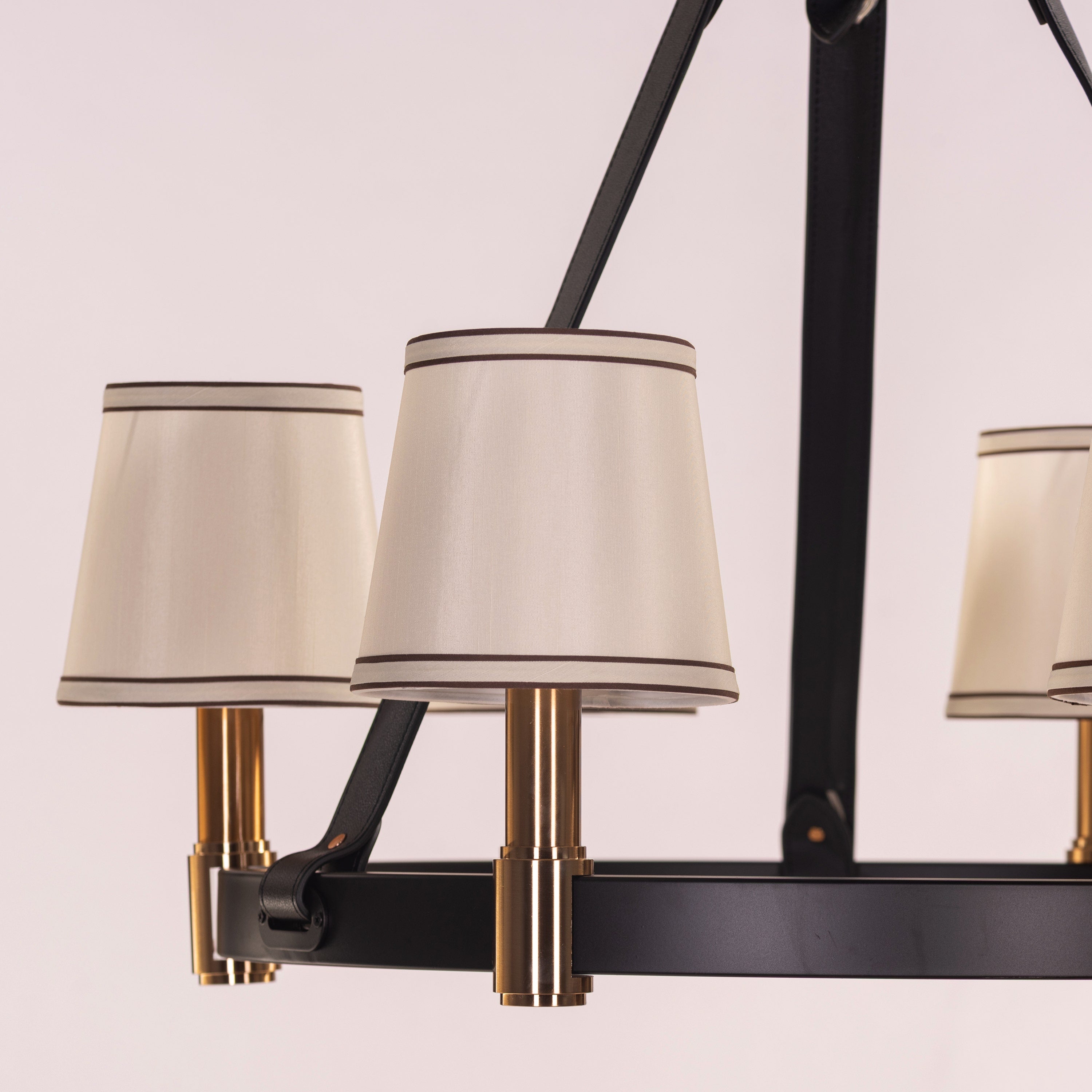 The Luminary Ring (Black, Gold) Leather Chandelier