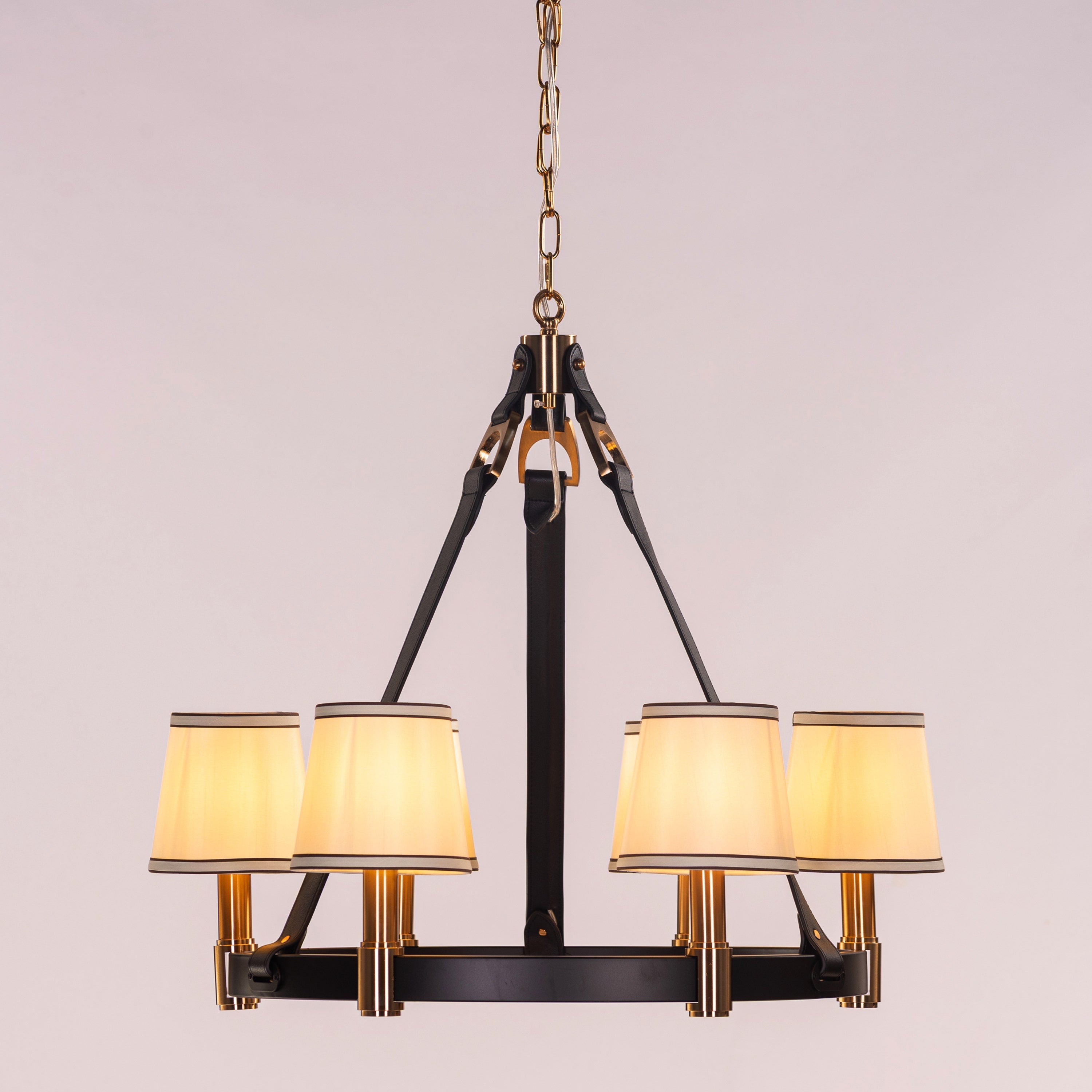 The Luminary Ring (Black, Gold) Leather Chandelier