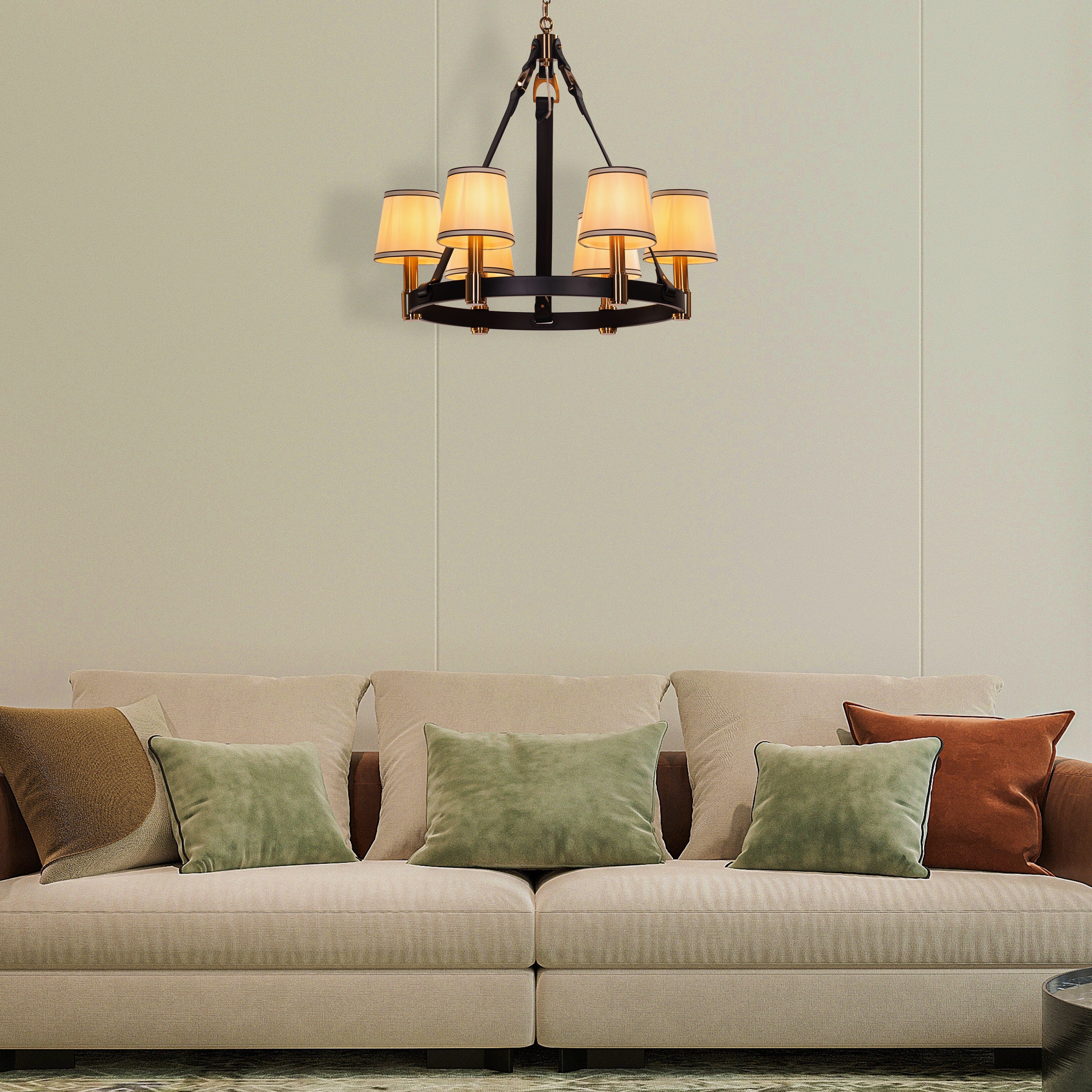 The Luminary Ring (Black, Gold) Leather Chandelier