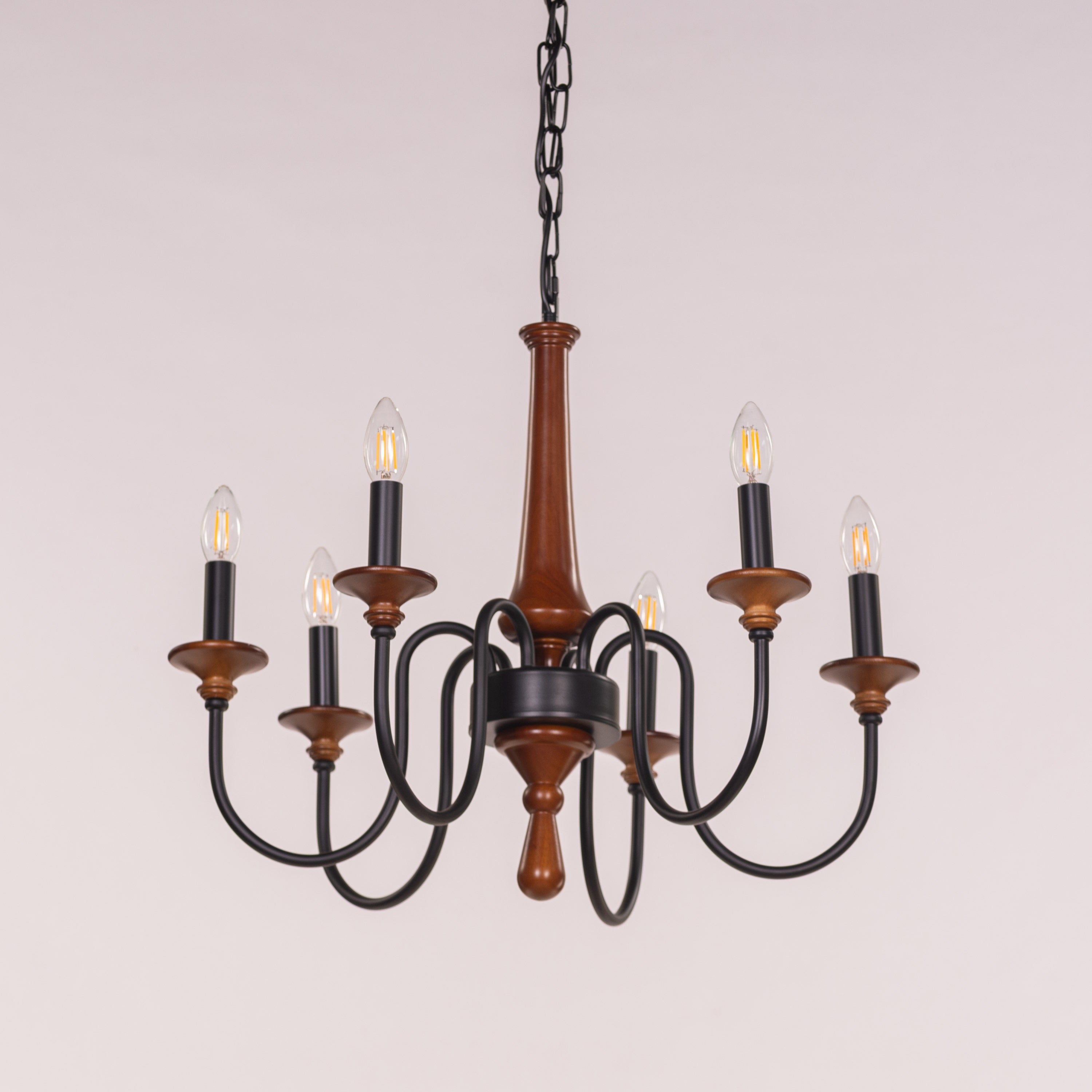 King's Way (Medium, Black & Brown) Wooden Chandelier