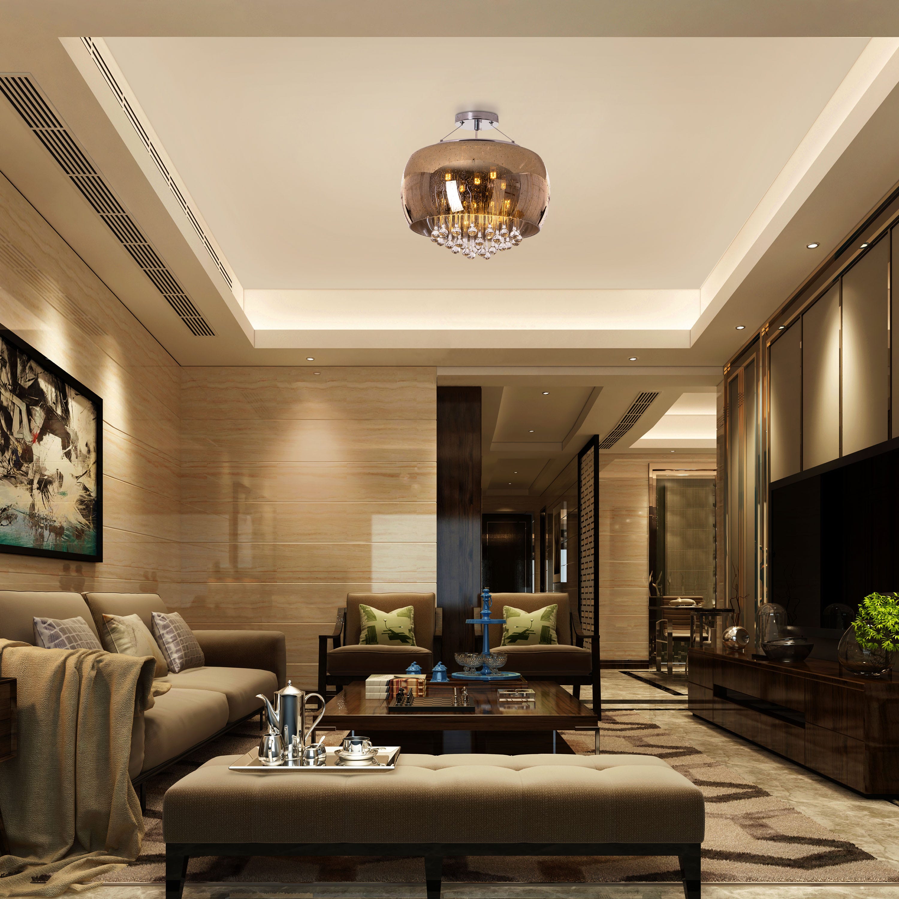 Enchanted (40 cm, Gold, Waterdrop Mirror Finish) Crystal Chandelier