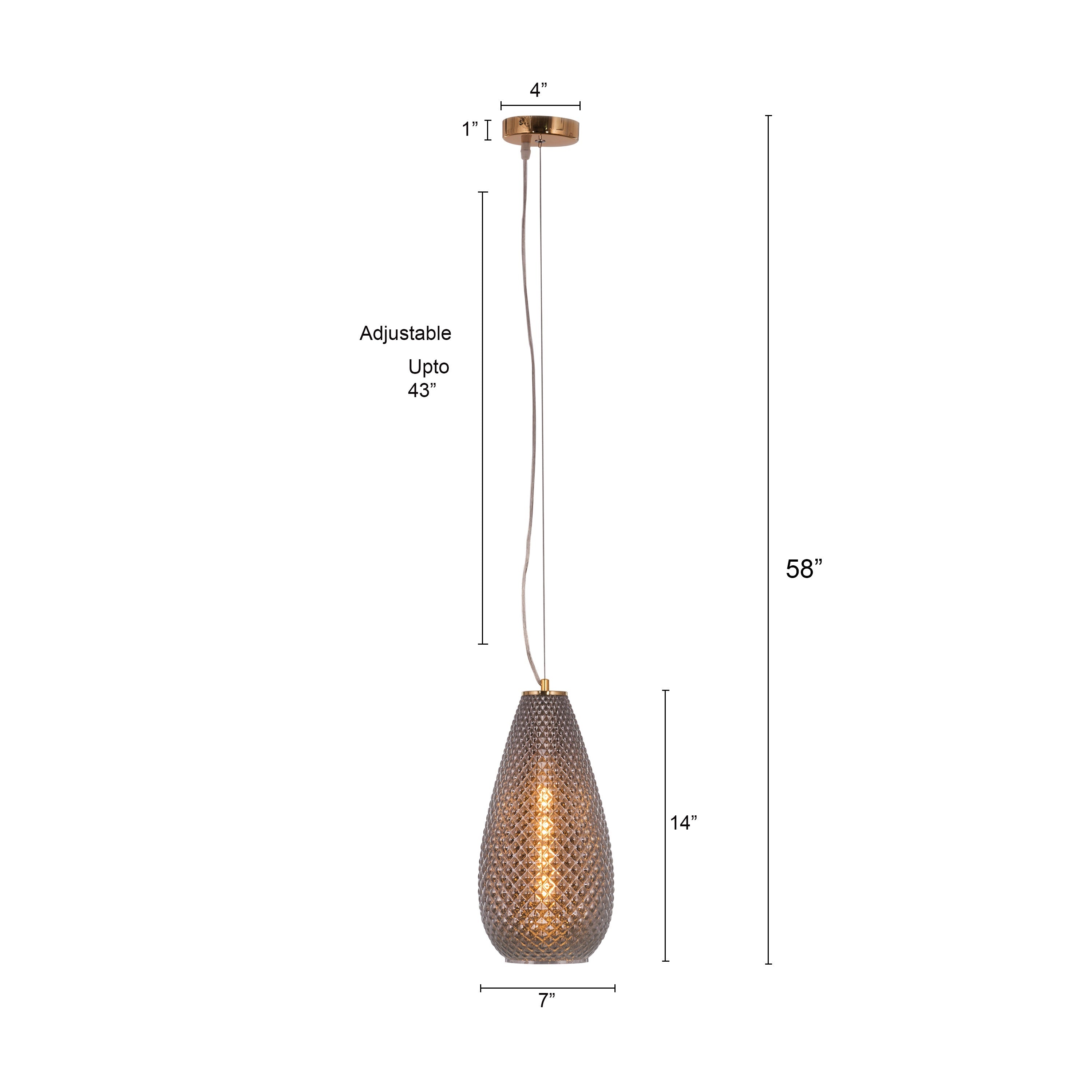 Multi Tasker (Smokey Grey) Textured Glass Pendant Light