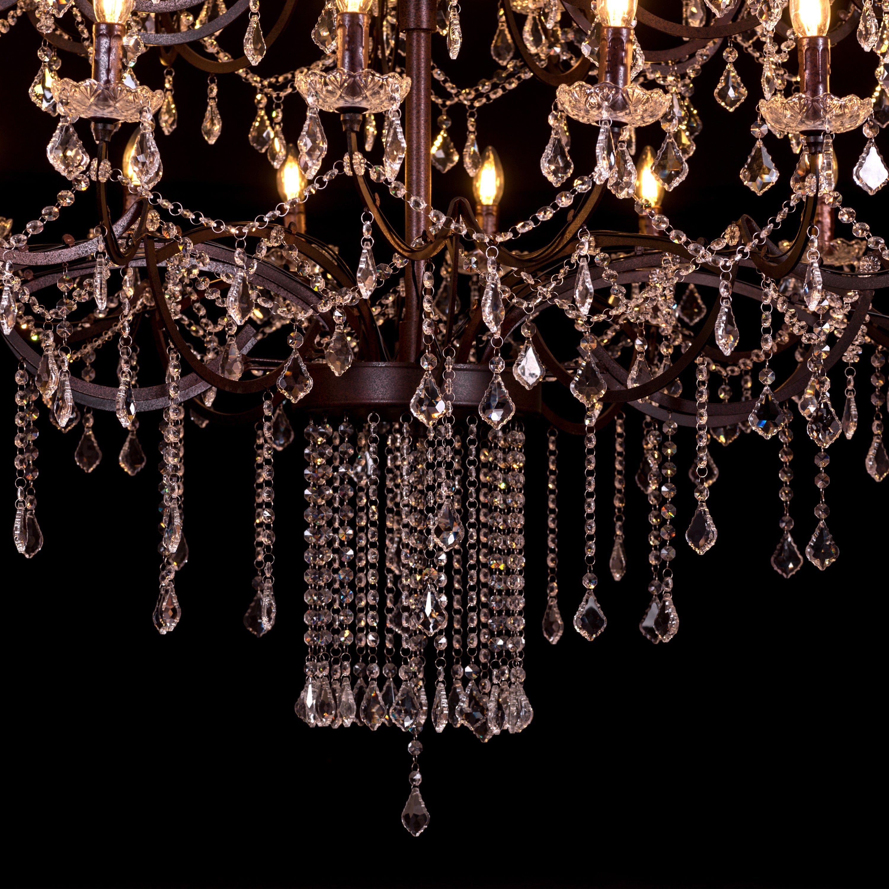 Victorian Masterpiece (Large, Antique Rust) Crystal Double Height Chandelier