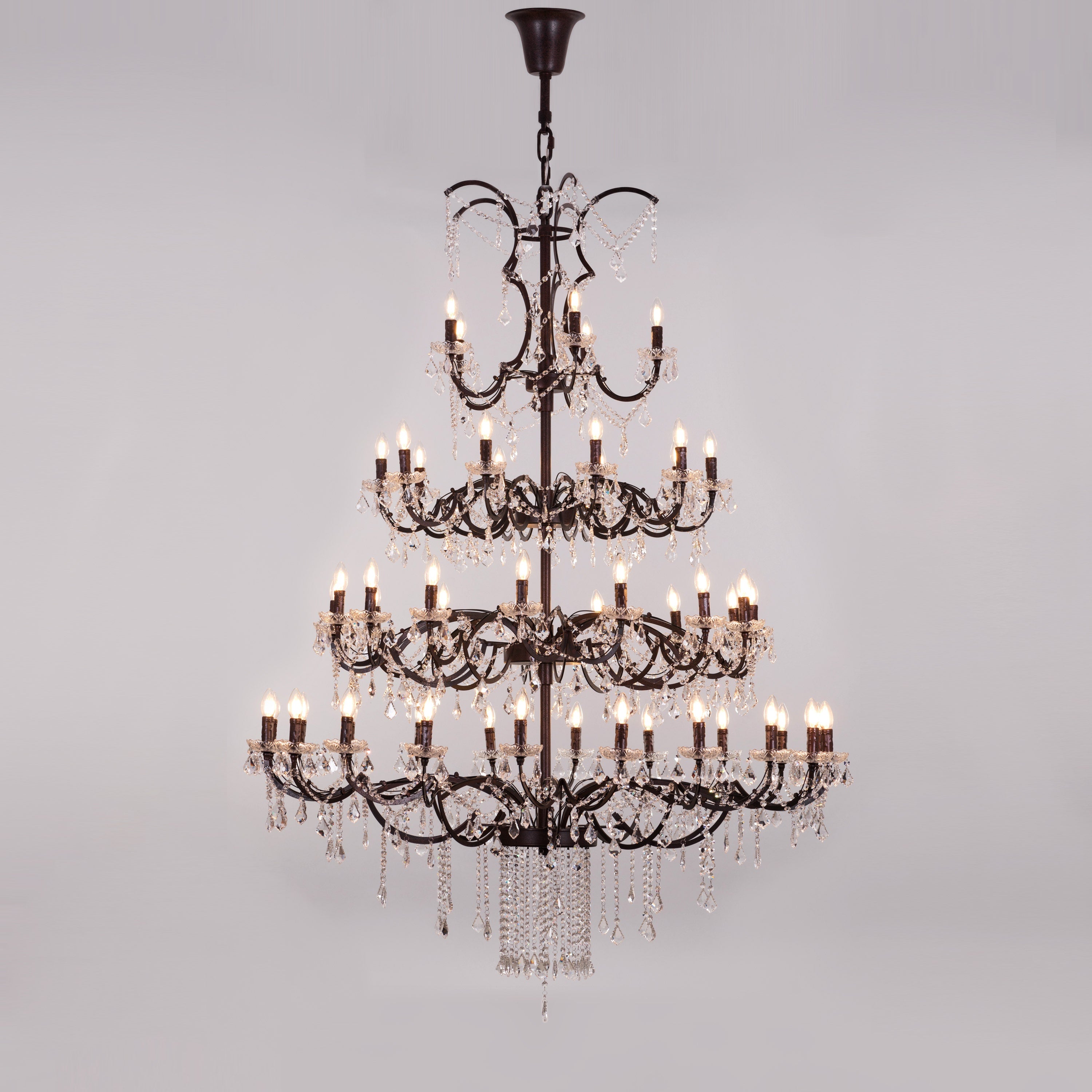Victorian Masterpiece (Large, Antique Rust) Crystal Double Height Chandelier
