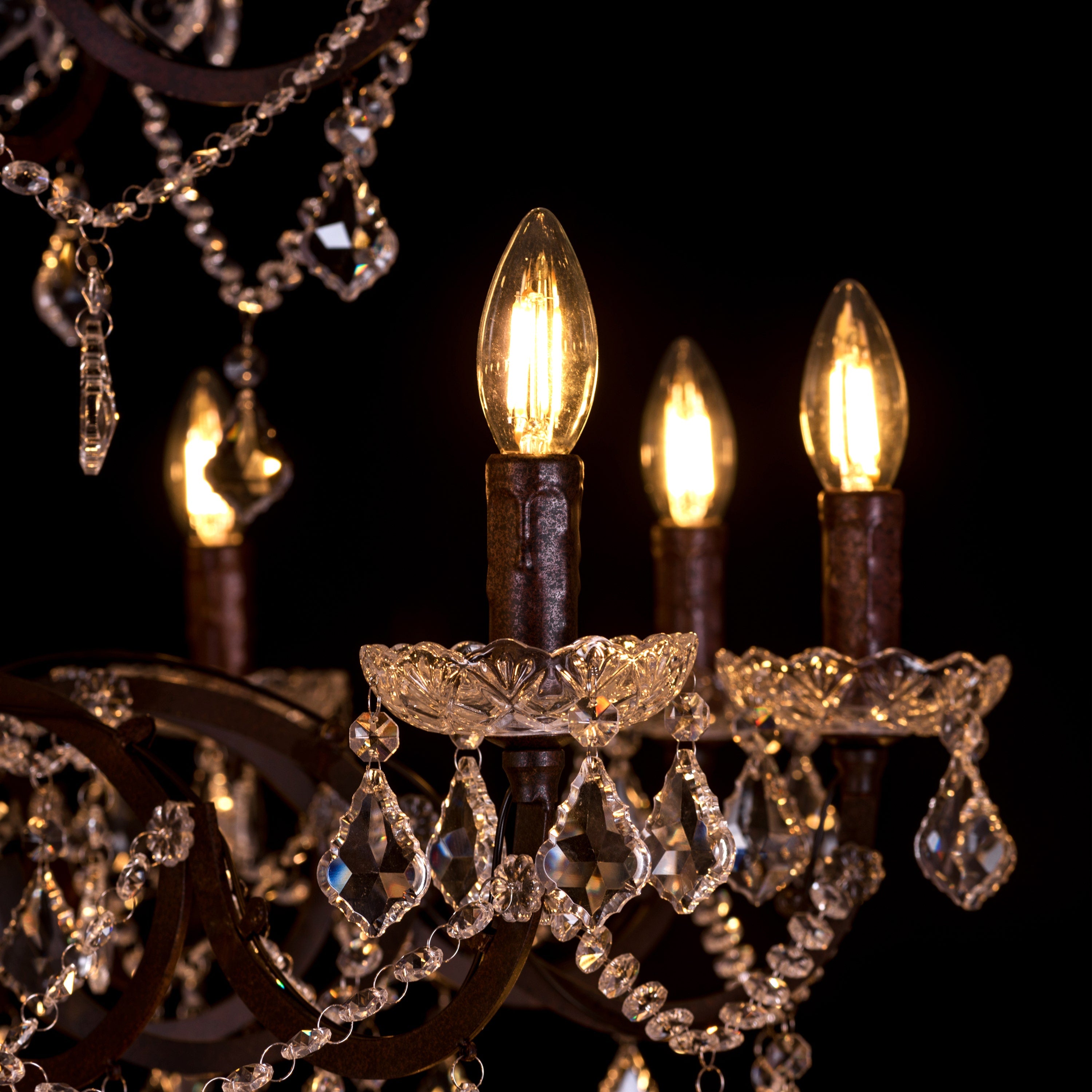 Victorian Masterpiece (Large, Antique Rust) Crystal Double Height Chandelier