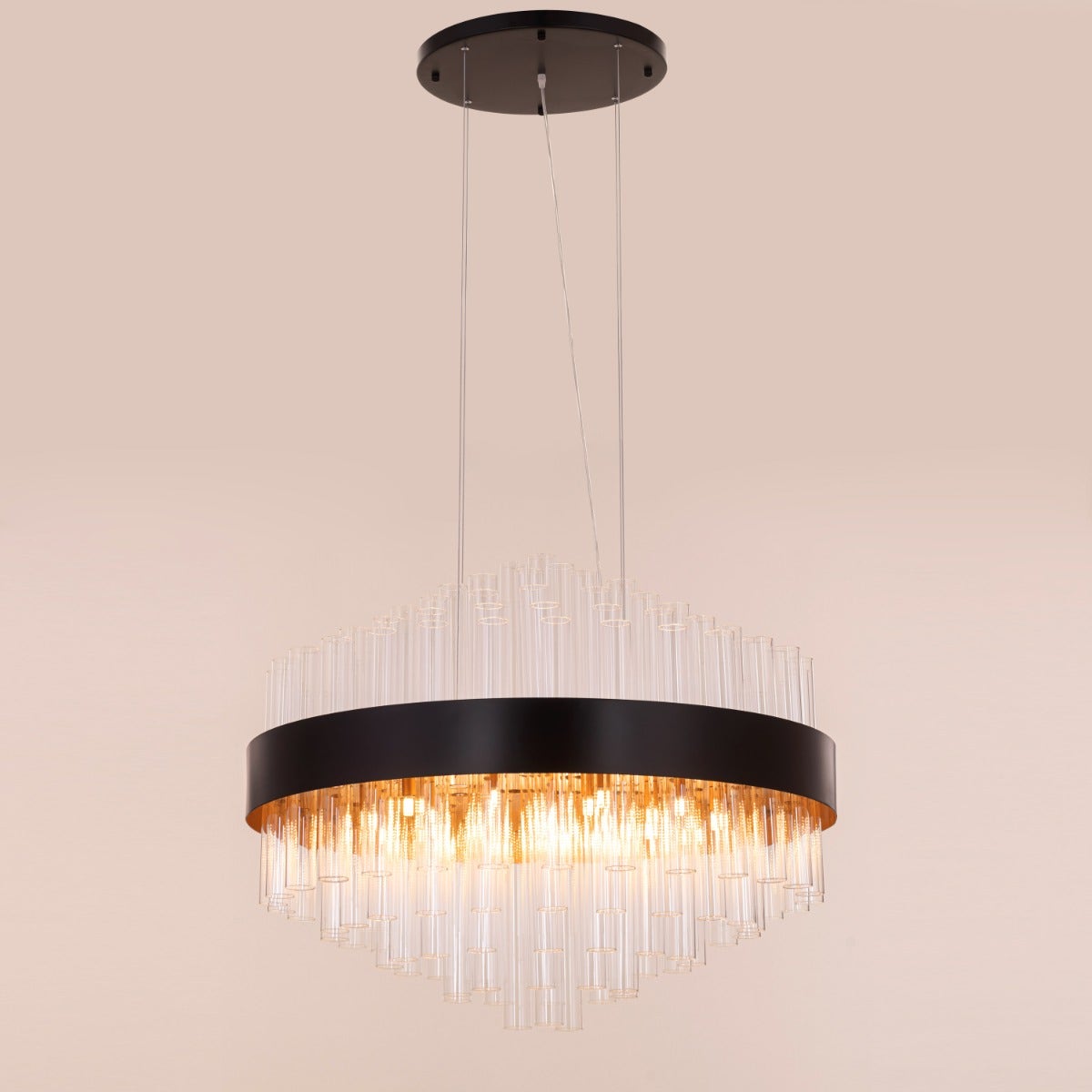Bells & Whistles (Large, Round, Black) Glass Tube Chandelier