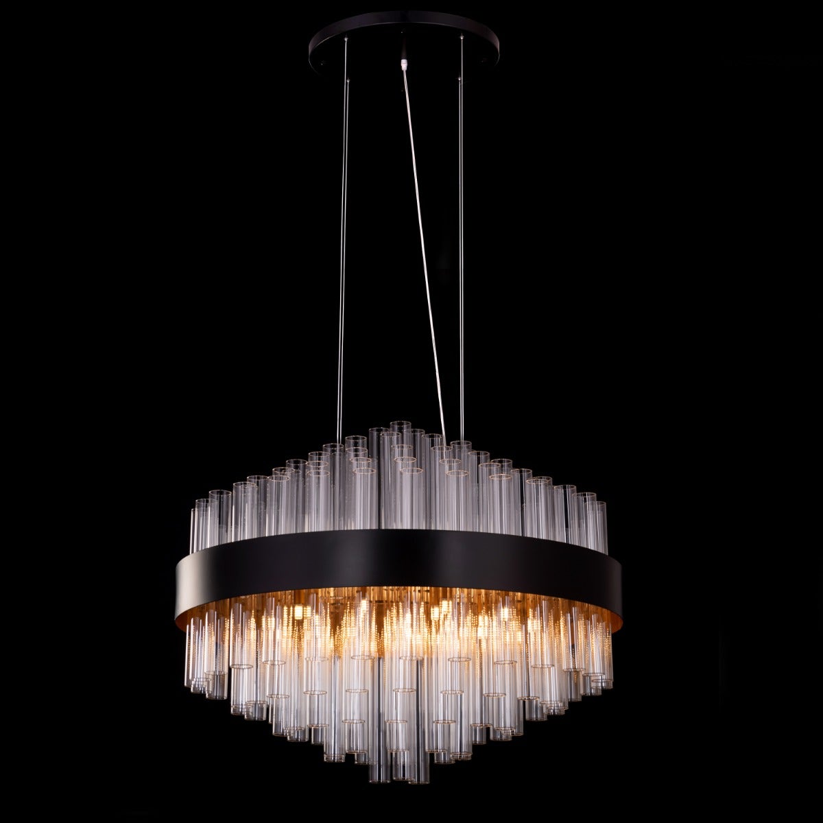 Bells & Whistles (Large, Round, Black) Glass Tube Chandelier